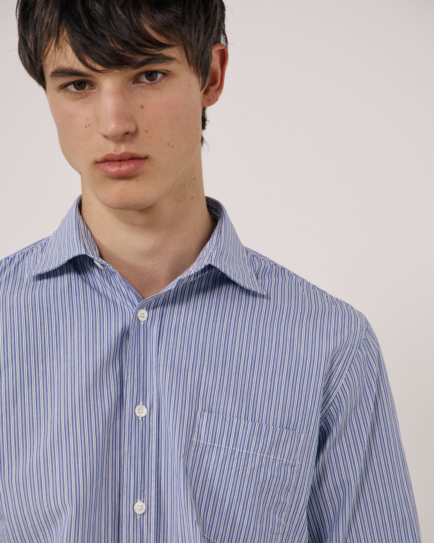 Chemise Homme en Popeline à Rayures Bleu Paul
