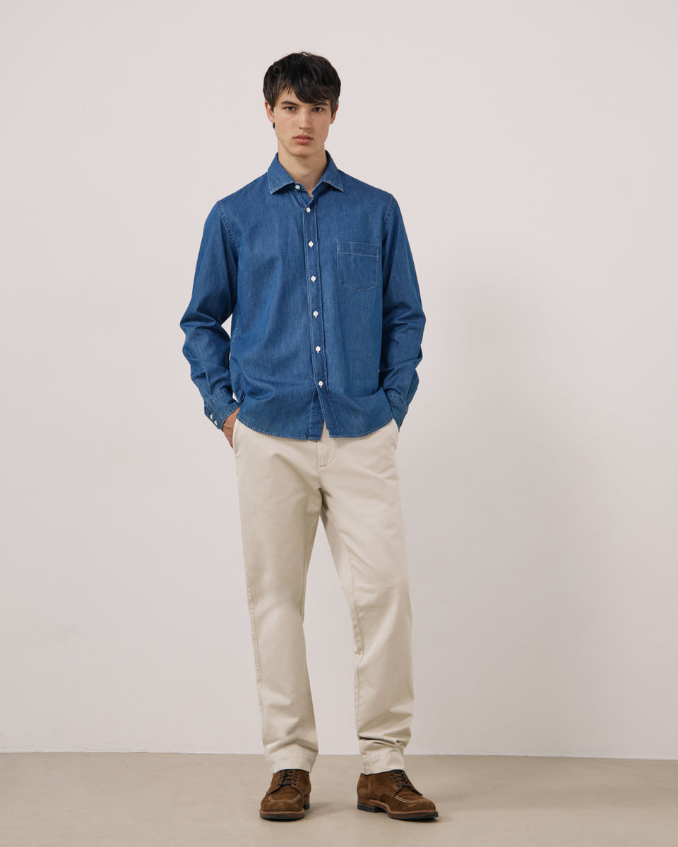 Chemise Homme en Denim Léger Bleu Indigo Paul - Image 3