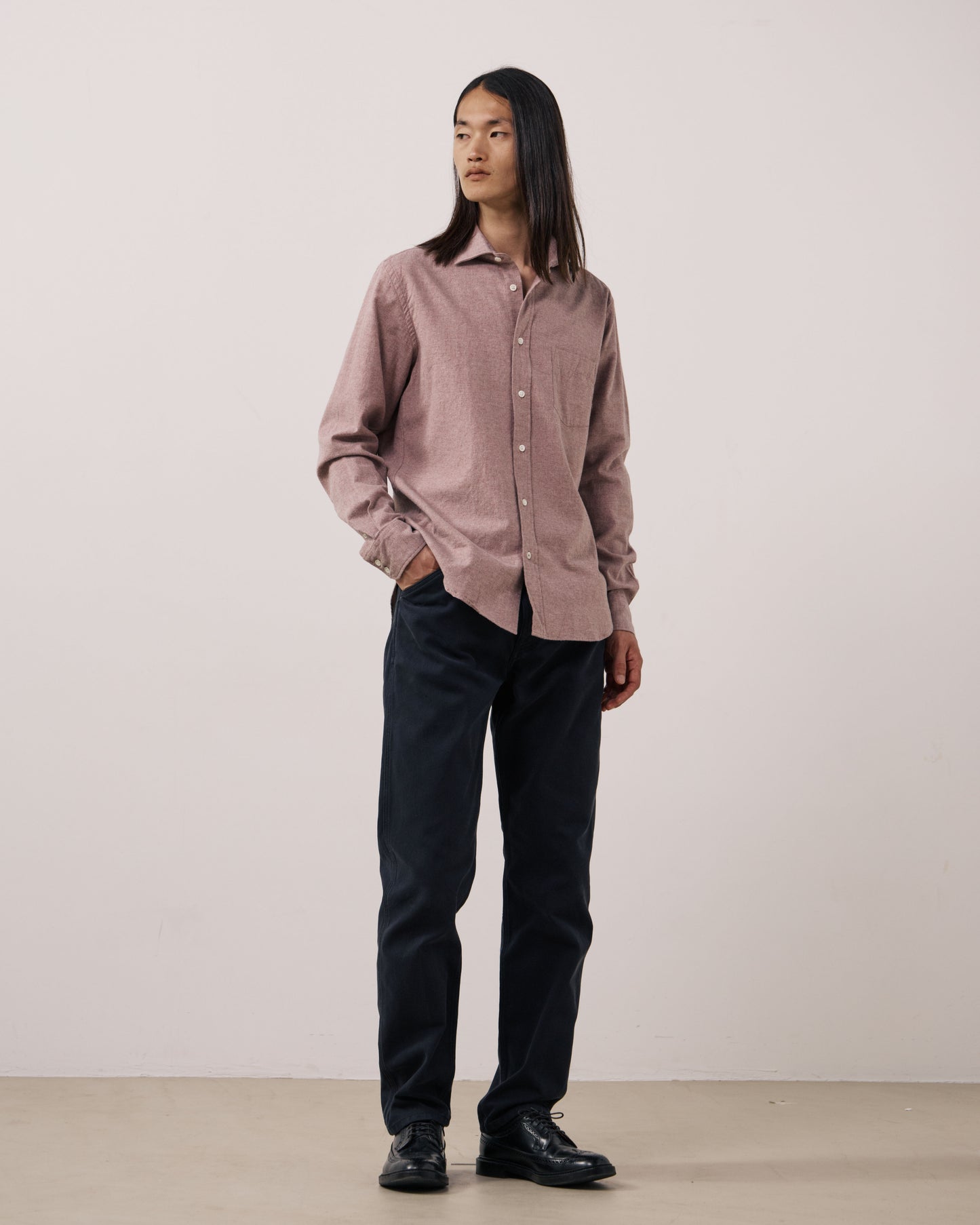 Chemise Homme en Flanelle Rose Poudré Paul