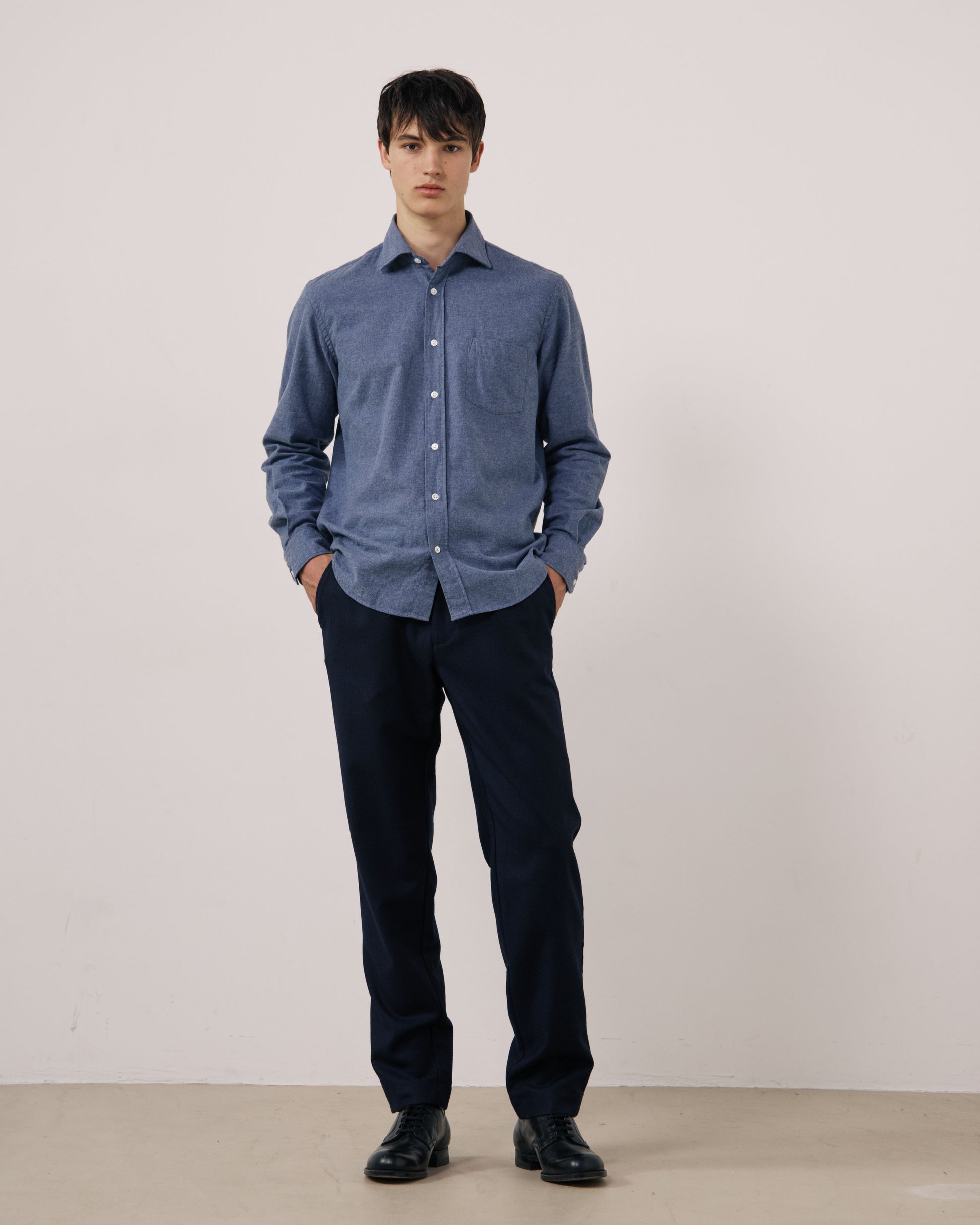 Chemise Homme en Flanelle Bleu Denim Paul