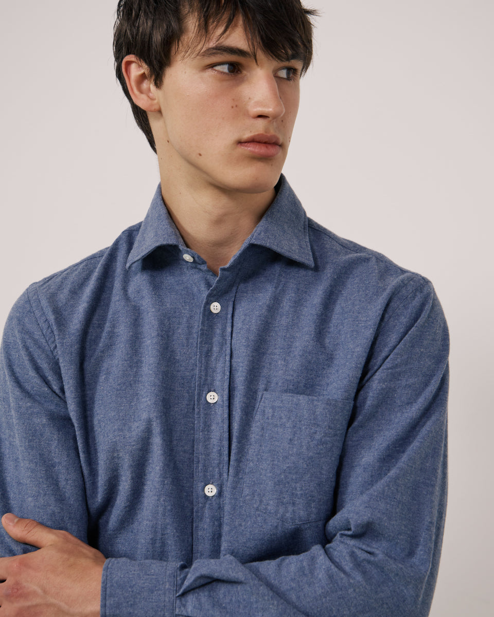 Chemise Homme en Flanelle Bleu Denim Paul - Image 3
