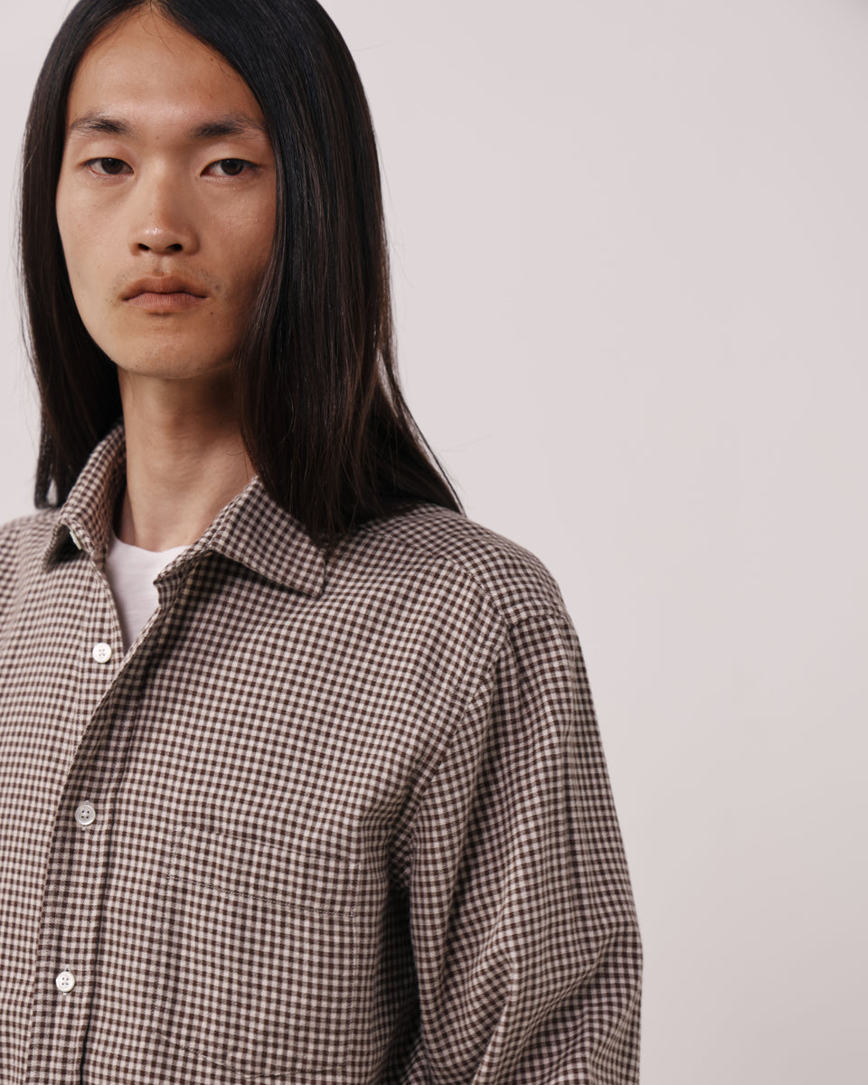 Chemise Homme en Flanelle à Carreaux Chocolat Paul - Image 3