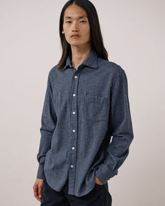 Chemise Homme en Flanelle à Carreaux Bleu Marine Paul
