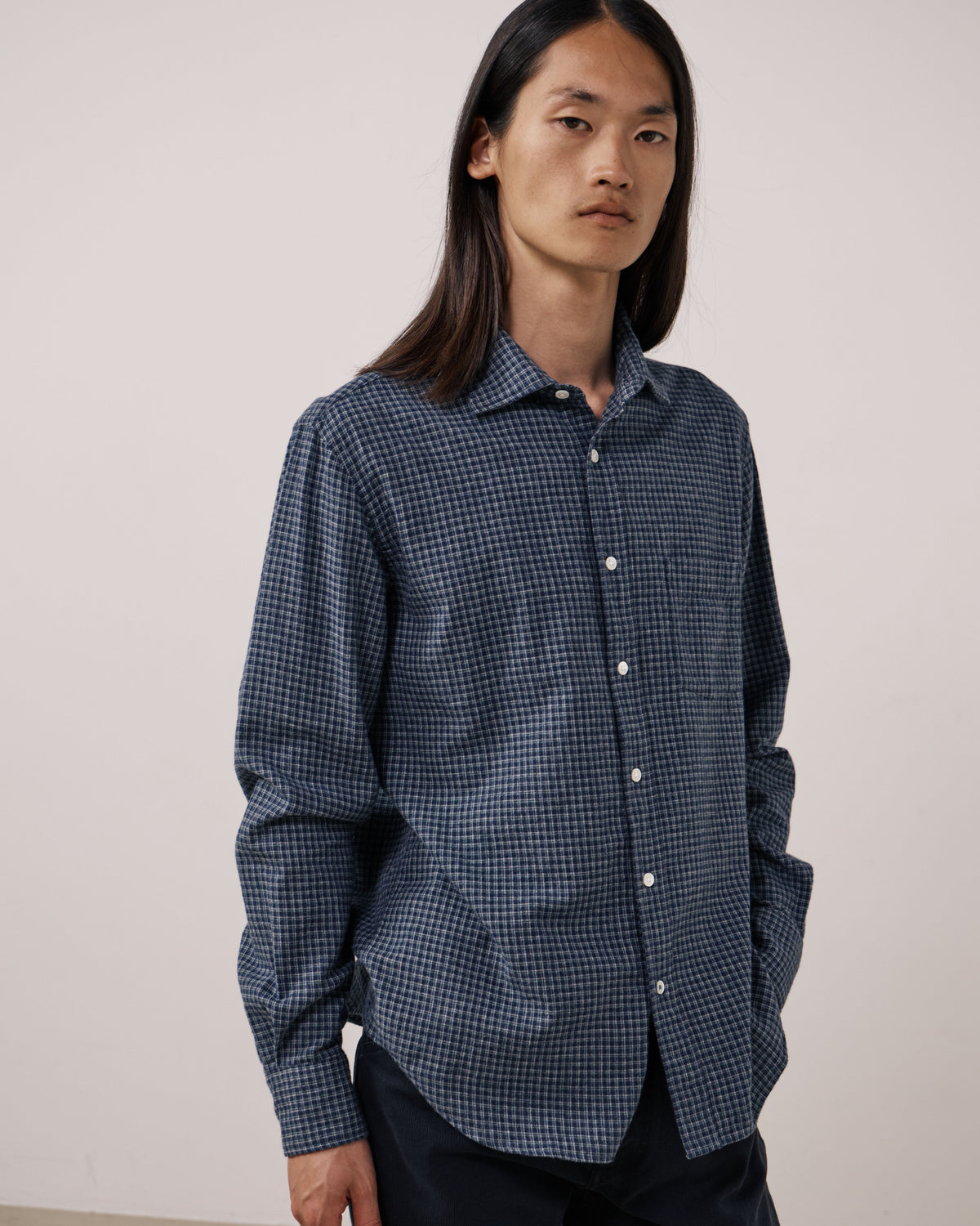 Chemise Homme en Flanelle à Carreaux Bleu Marine Paul