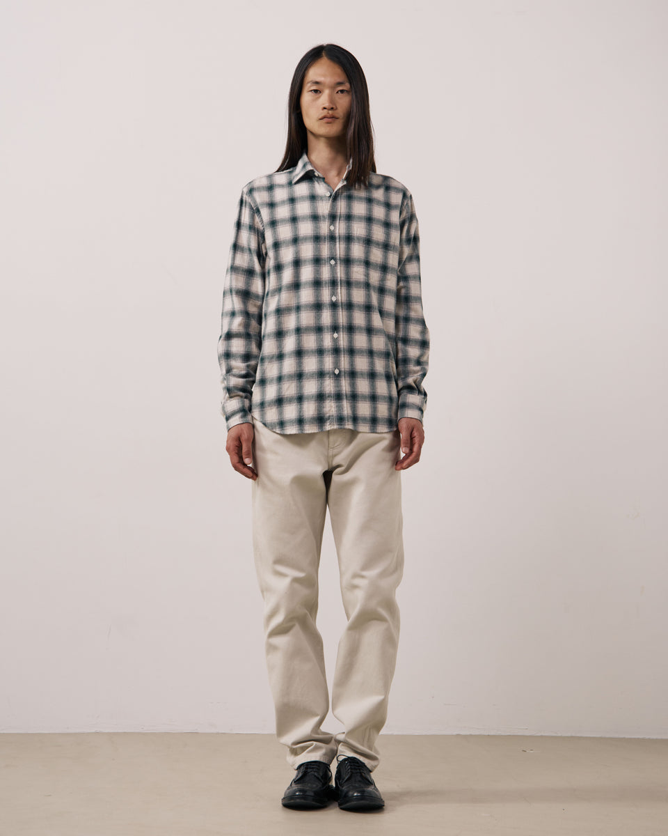 Chemise Homme en Flanelle à Carreaux Ecru & Vert Paul - Image 3