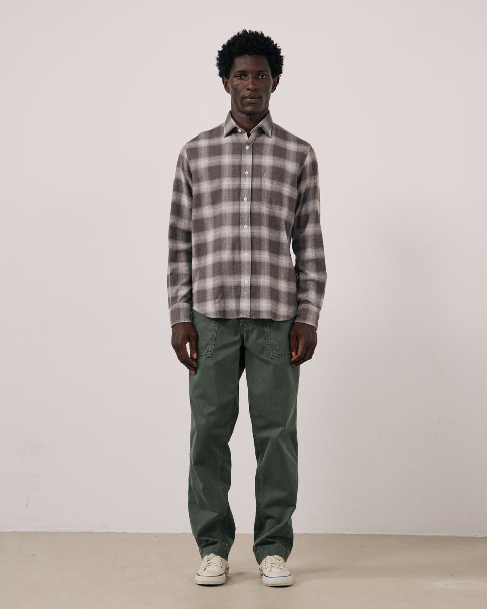 Chemise Homme en Tencel & Coton Brossé à Carreaux Marron Paul - Image 3