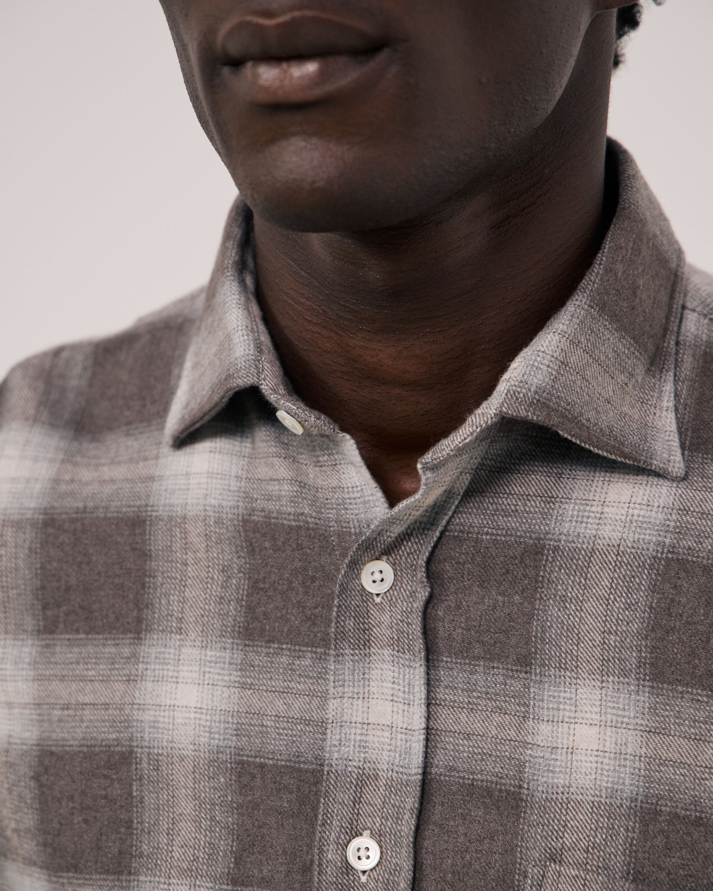 Chemise Homme en Tencel & Coton Brossé à Carreaux Marron Paul