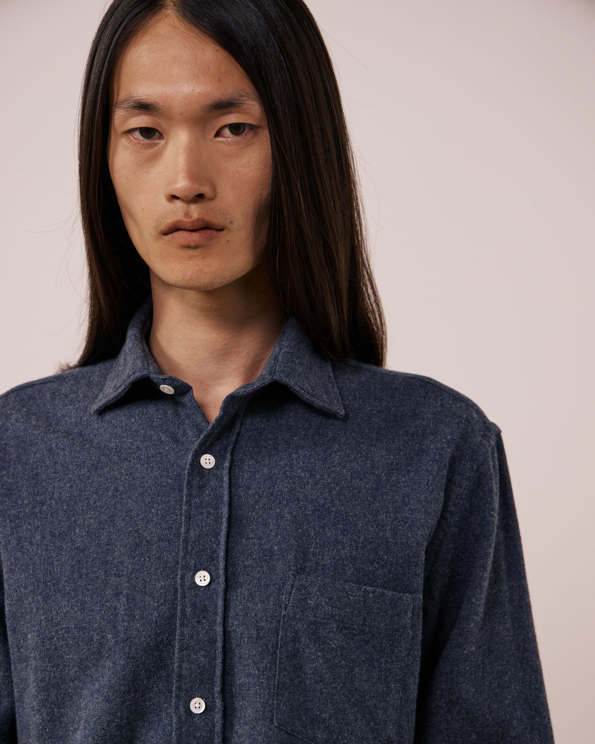 Chemise Homme en Coton Double Face Bleu Marine Paul