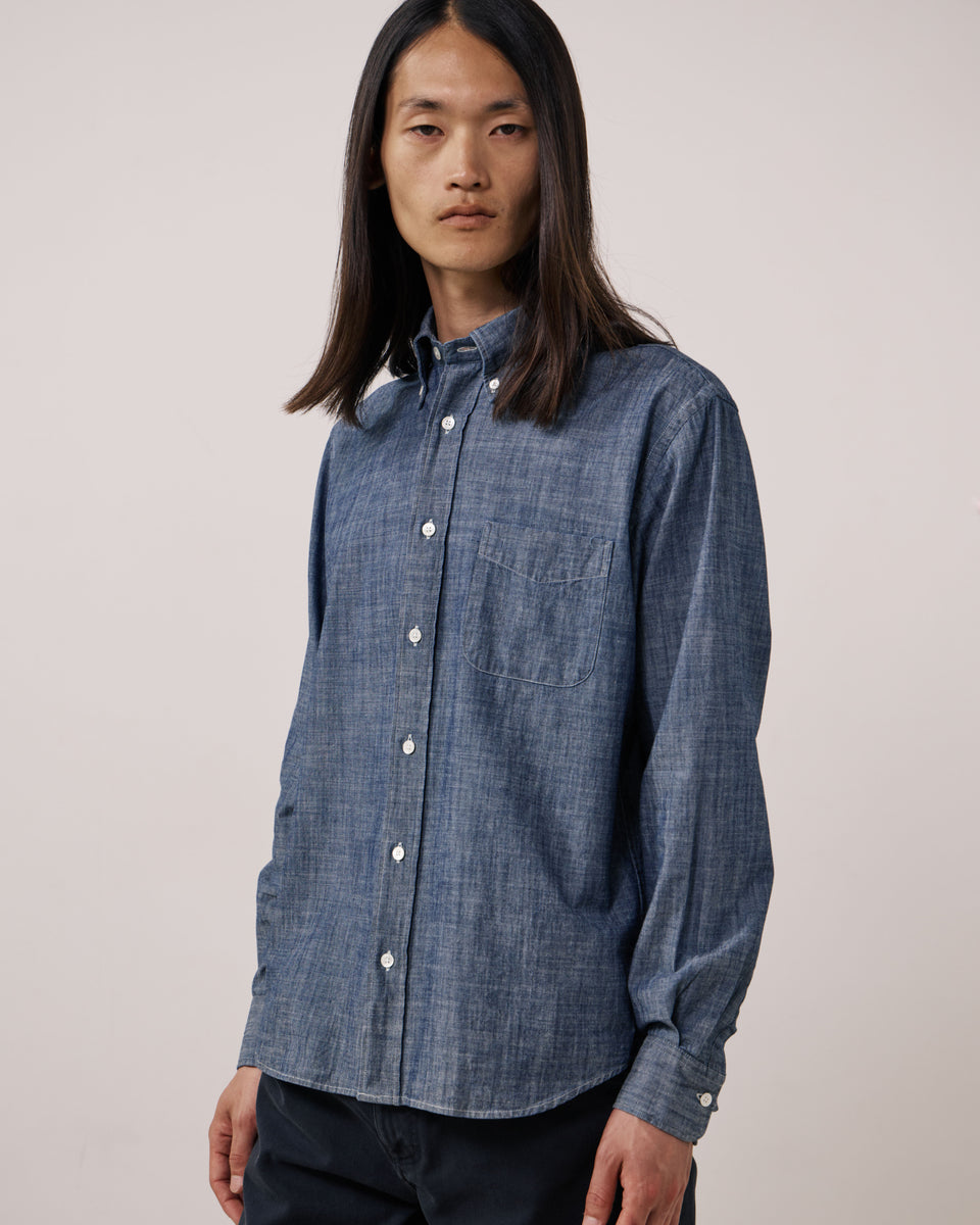 Chemise Homme en Chambray Bleu Indigo Pitt - Image principale