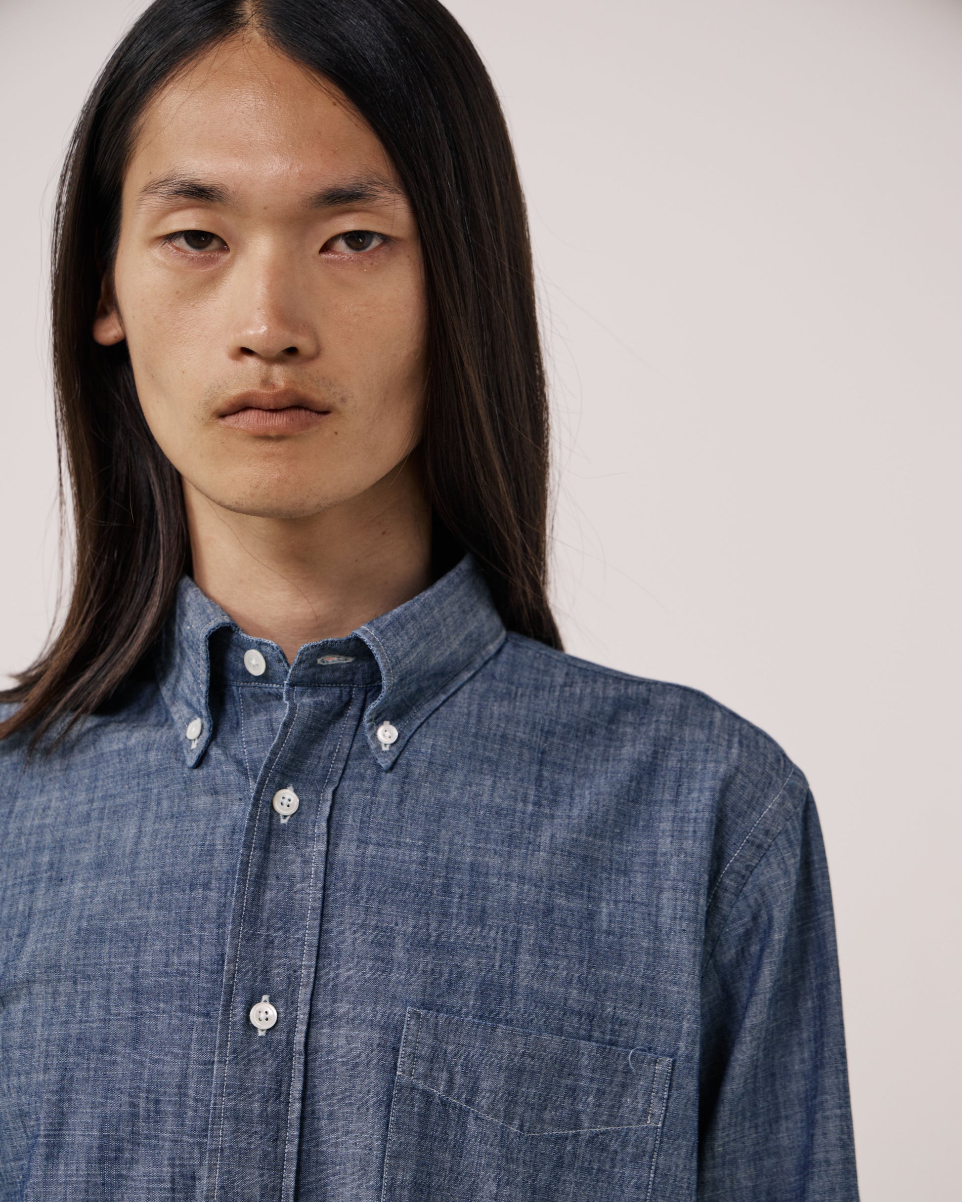 Chemise Homme en Chambray Bleu Indigo Pitt