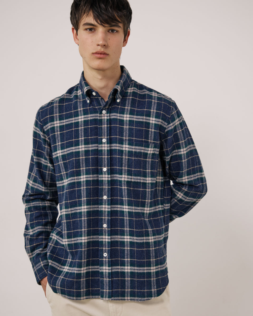 Chemise Homme en Flanelle à Carreaux Bleu & Vert Pitt - Image principale