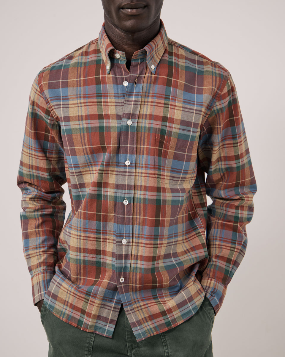 Chemise Homme en Coton à Carreaux Rouge Pitt - Image 3