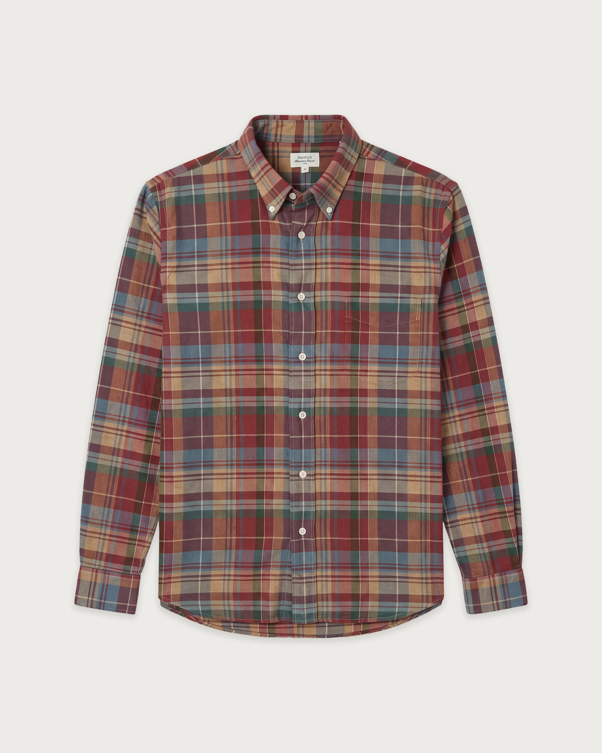 Chemise Homme en Coton à Carreaux Rouge Pitt
