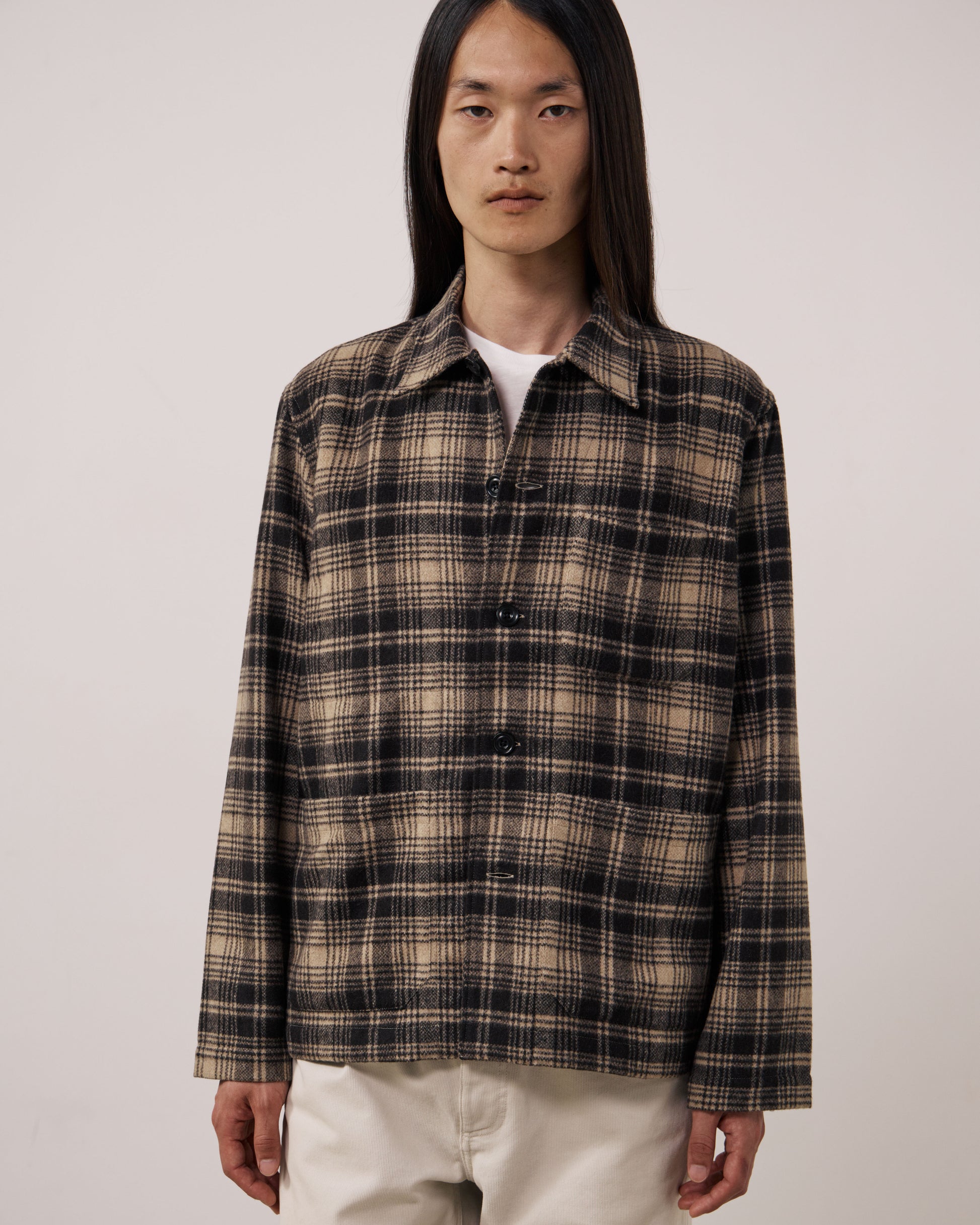 Veste Homme en Laine à Carreaux Marron Perry