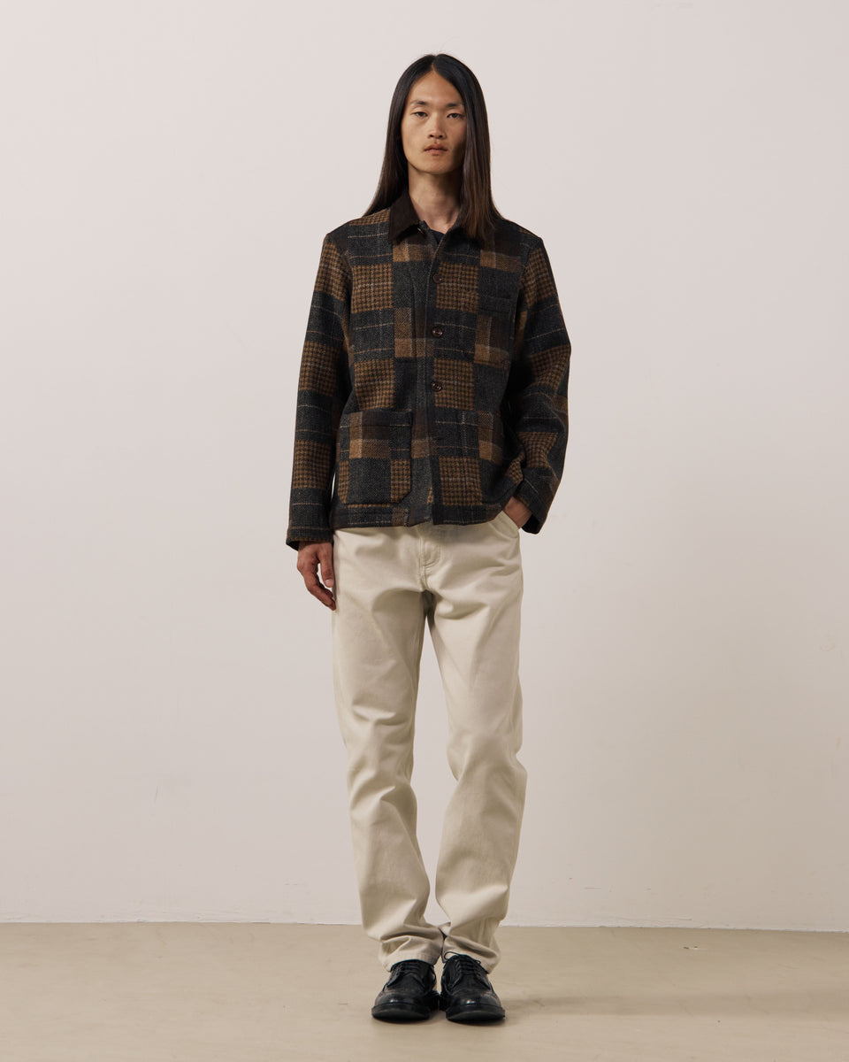 Veste Homme en Laine Patchwork à Carreaux Marron Perry - Image 2