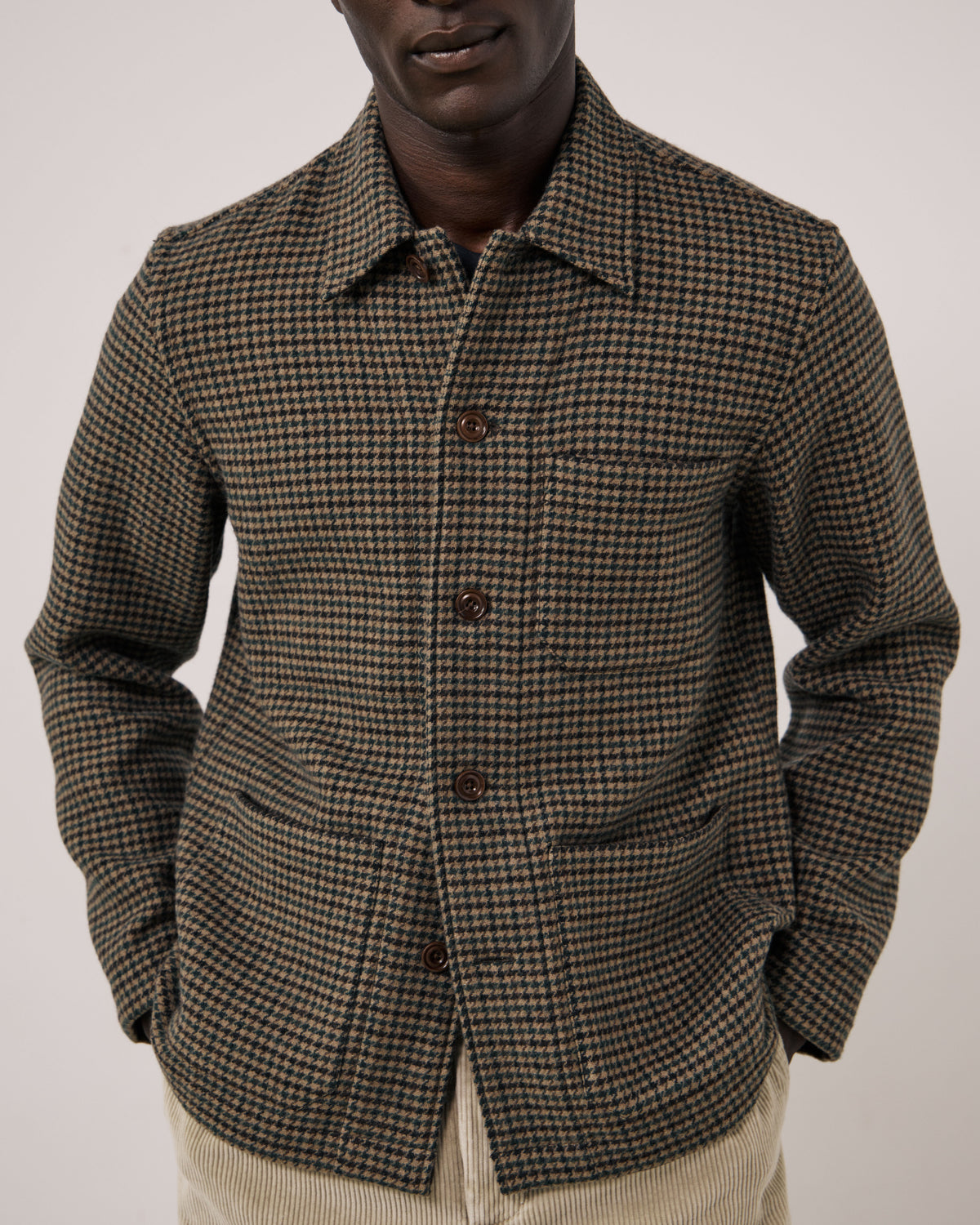 Veste Homme en Laine Double Face à Chevrons Marron Perry