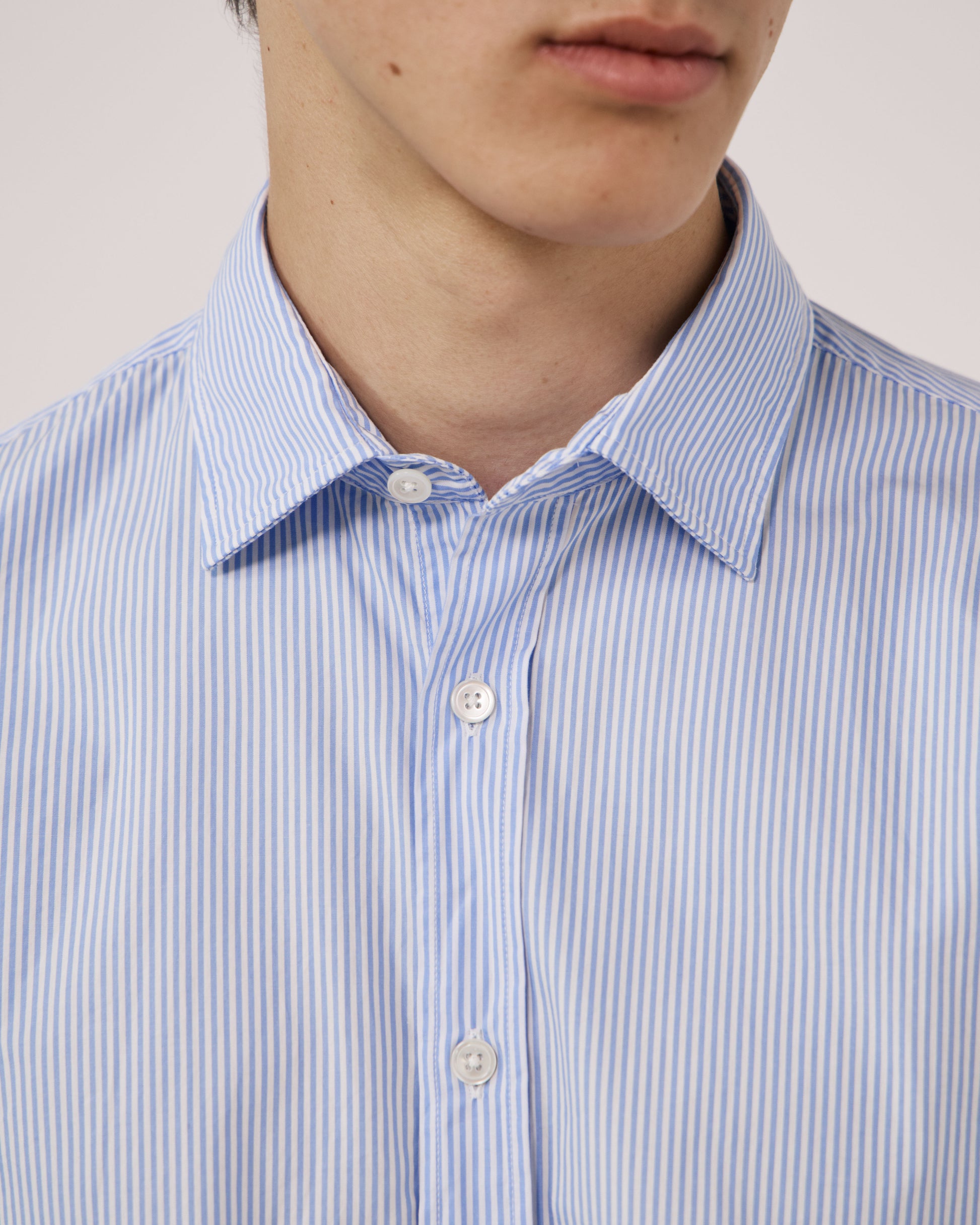 Chemise Homme en Popeline à Rayures Bleu Clair Sammy