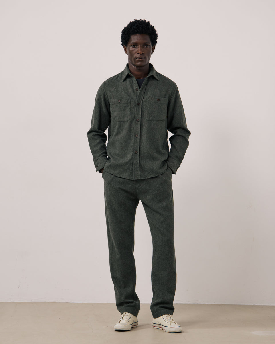 Chemise Homme en Flanelle de laine Vert Militaire Percey - Image 2