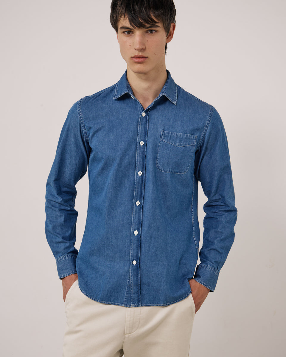 Chemise Homme en Denim Léger Bleu Indigo Storm - Image principale