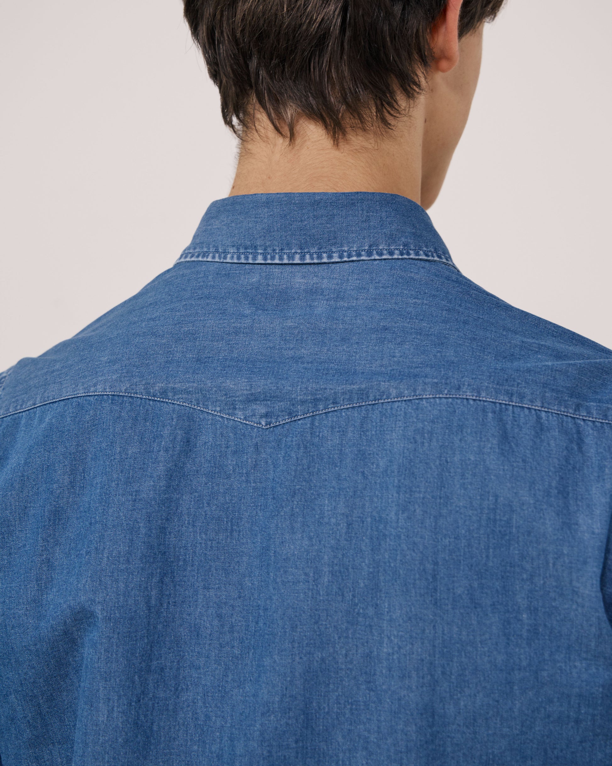 Chemise Homme en Denim Léger Bleu Indigo Storm