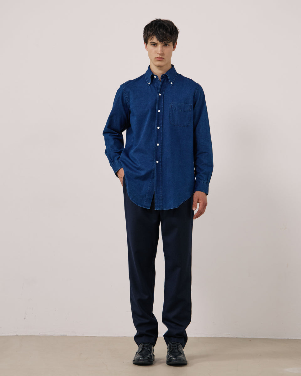 Chemise Homme en Oxford Bleu Indigo OCBD - Image 2