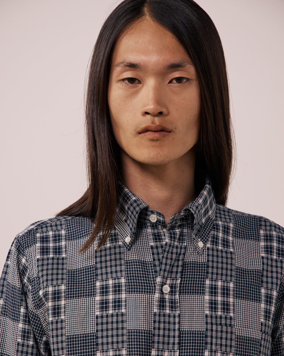 Chemise Homme en Coton Patchwork à Carreaux Carbone OCBD - Image 3