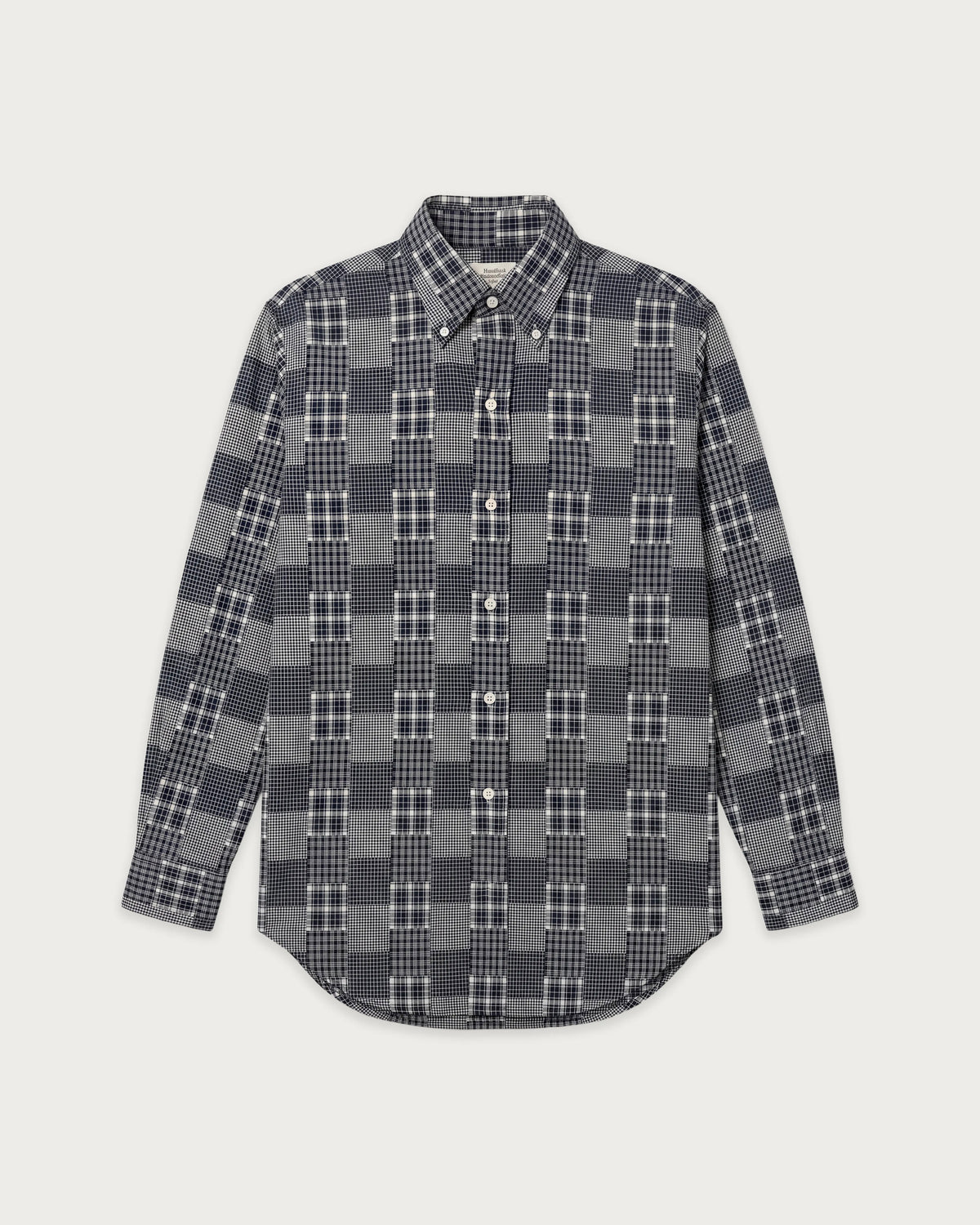 Chemise Homme en Coton Patchwork à Carreaux Carbone OCBD