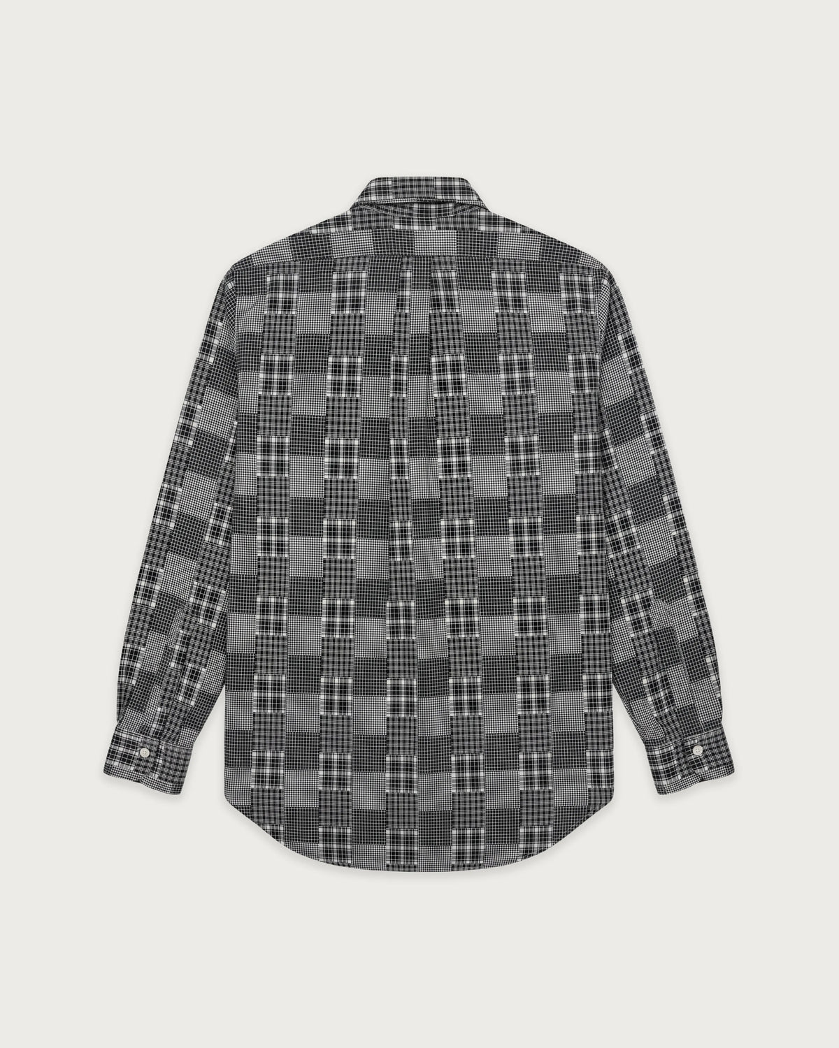 Chemise Homme en Coton Patchwork à Carreaux Carbone OCBD