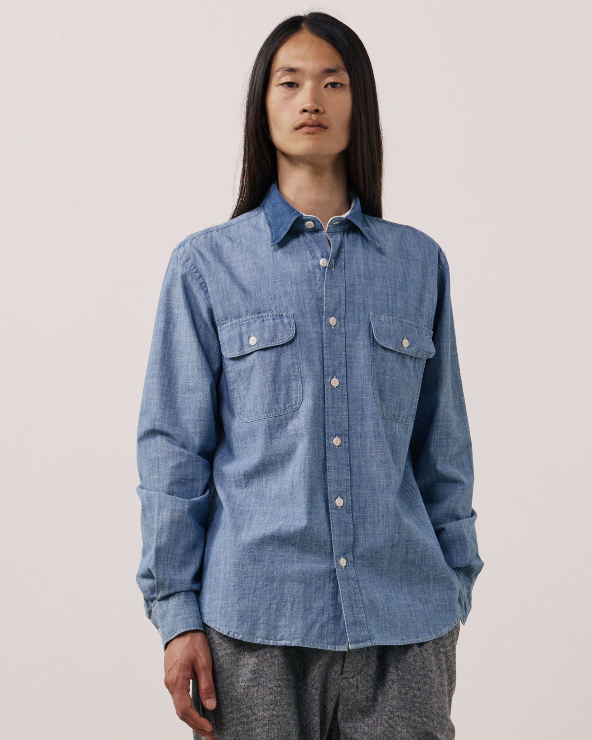 Chemise Homme en Chambray Bleu Indigo Paxi