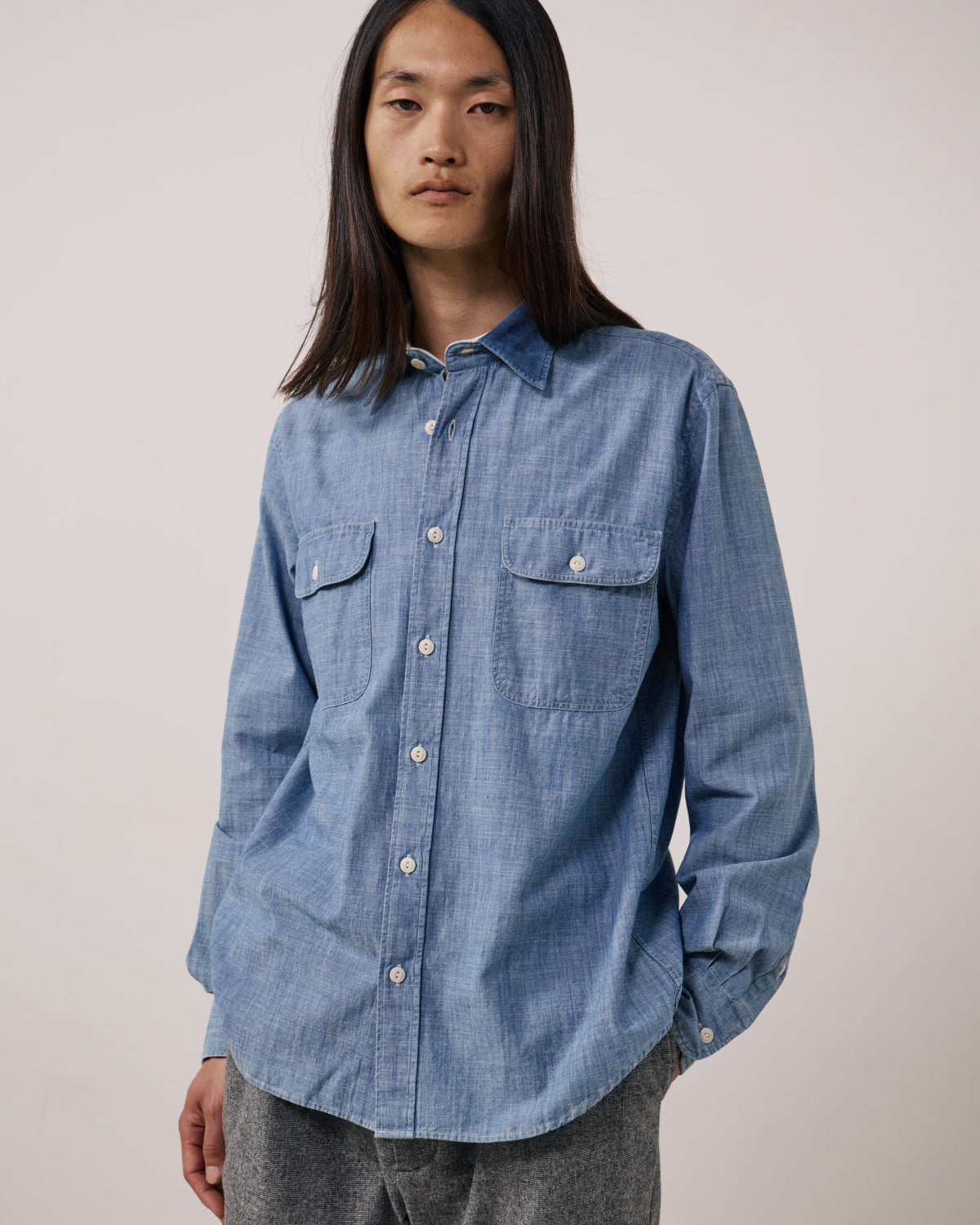 Chemise Homme en Chambray Bleu Indigo Paxi