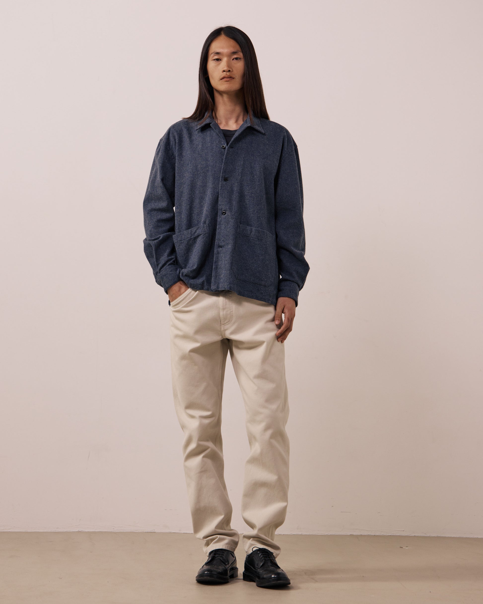 Chemise Homme en Coton Double Face Bleu Marine Flint