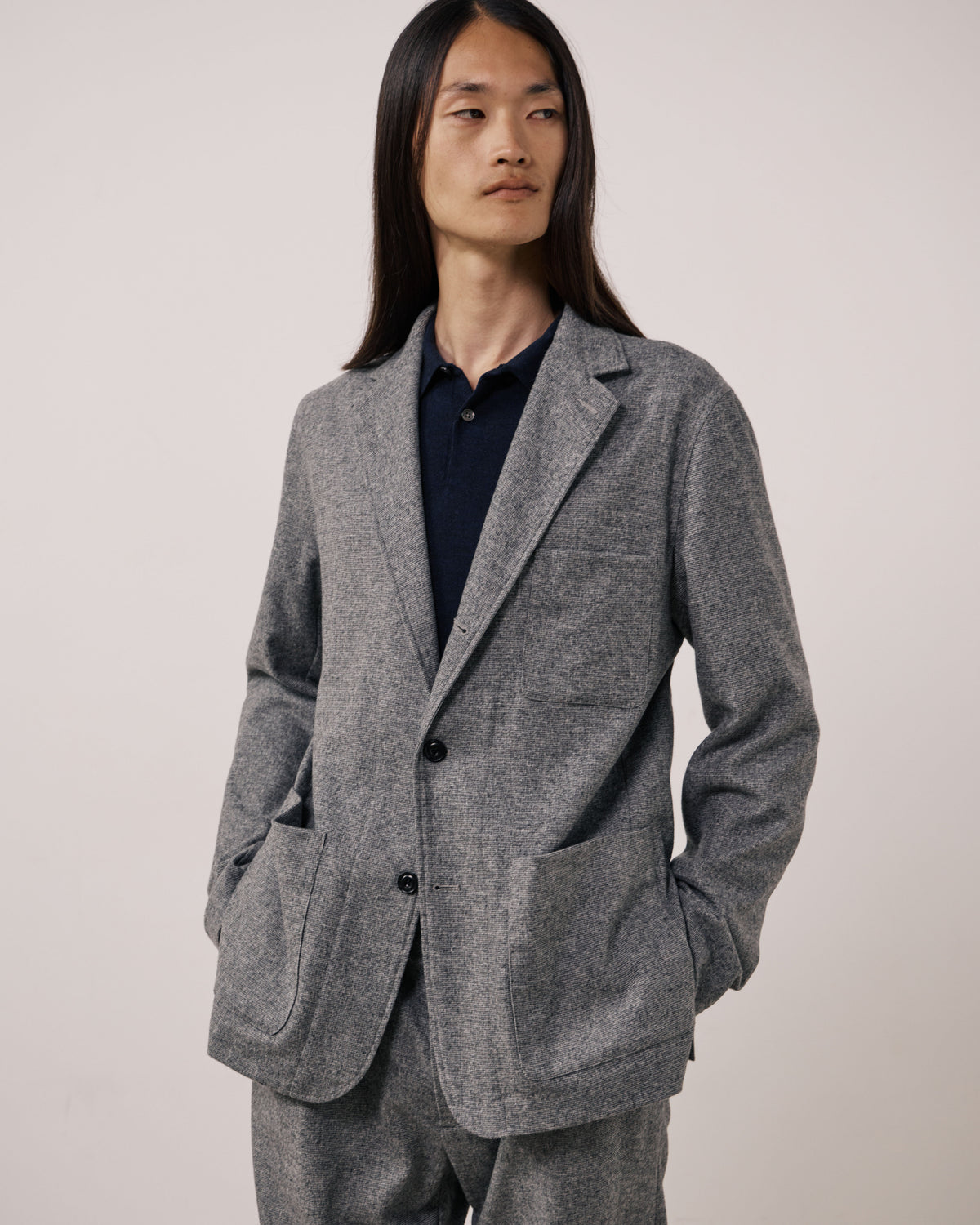 Veste Homme en Flanelle de Laine à Carreaux Gris Jonbee