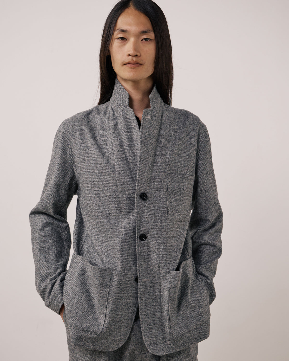Veste Homme en Flanelle de Laine à Carreaux Gris Jonbee