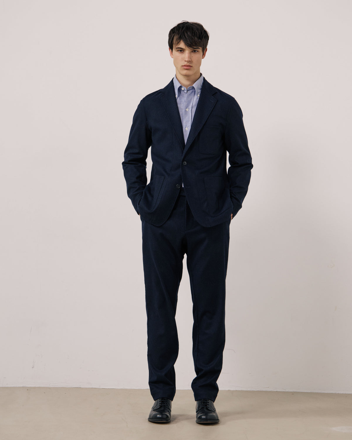 Veste Homme en Flanelle de Laine à Rayures Bleu Marine Jonbee