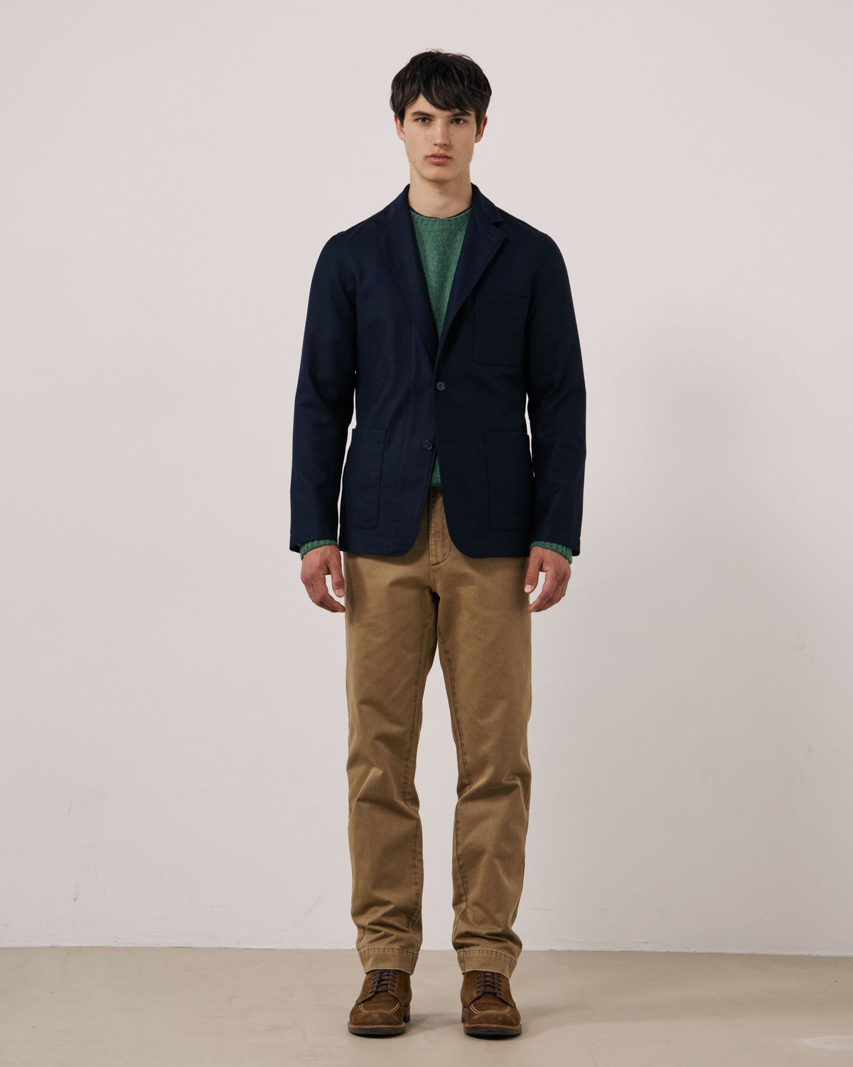 Veste Homme en Flanelle de Laine Vierge Bleu Marine Jonbee