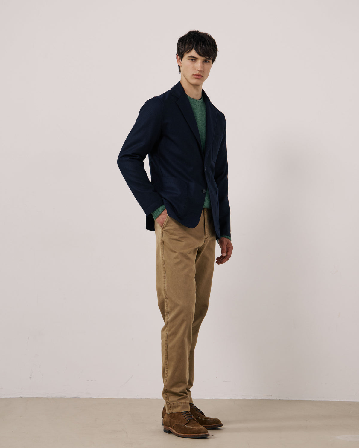 Veste Homme en Flanelle de Laine Vierge Bleu Marine Jonbee