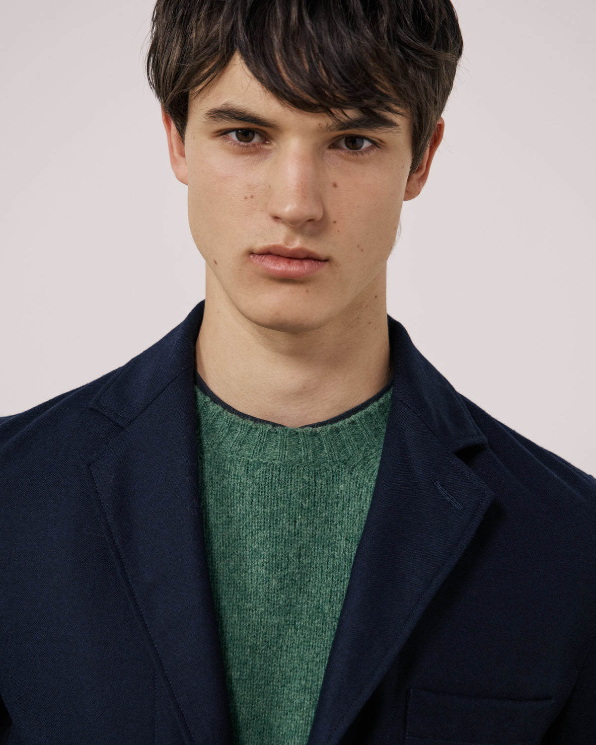 Veste Homme en Flanelle de Laine Vierge Bleu Marine Jonbee