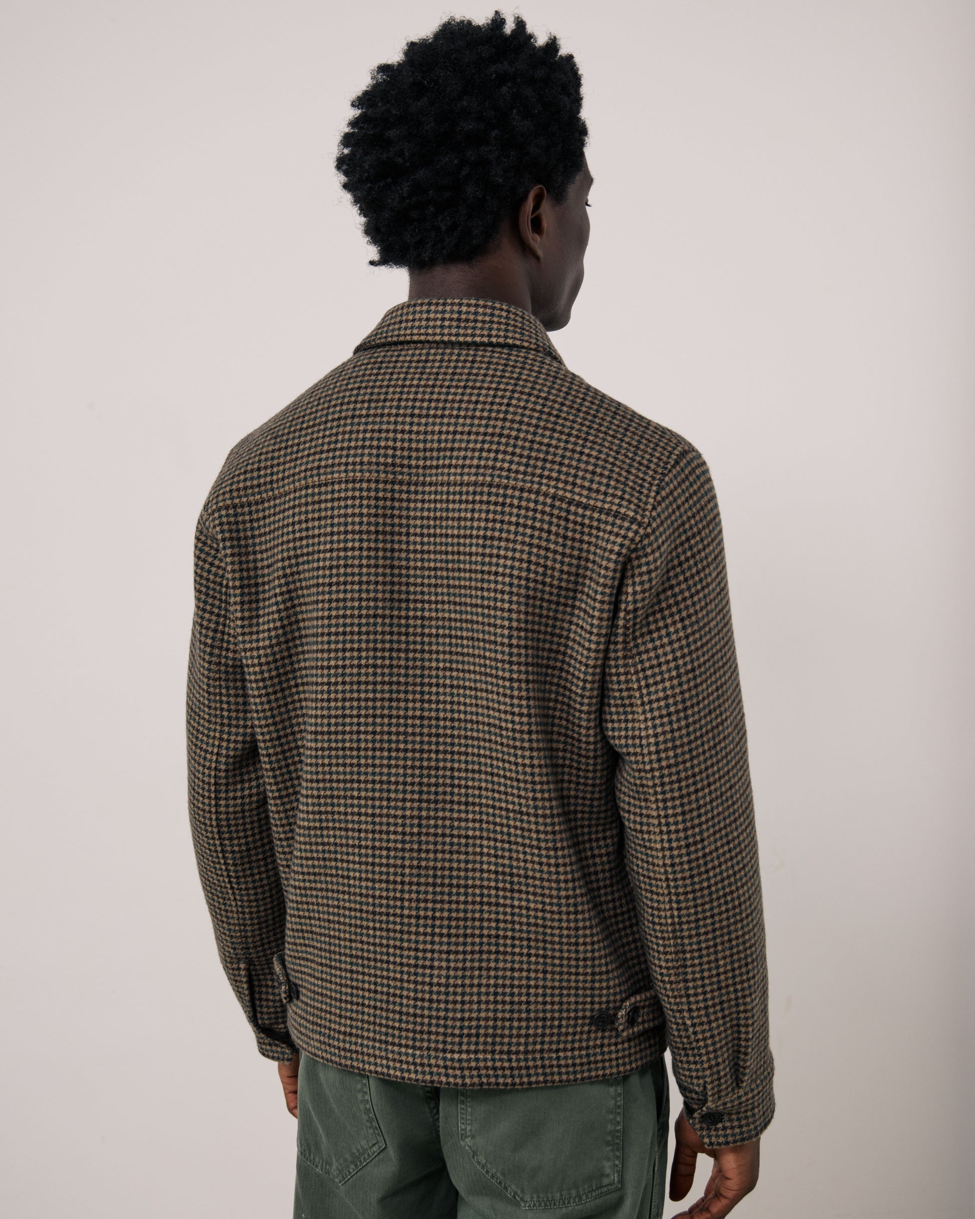 Blouson Homme en Laine Double Face à Chevrons Marron Dandy