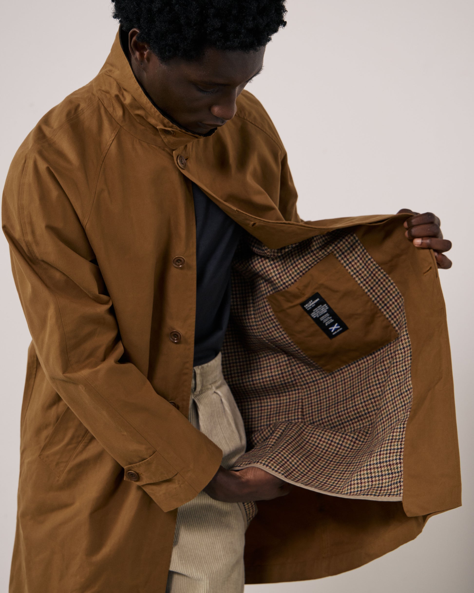 Manteau Homme en Gabardine de Coton Camel Cool