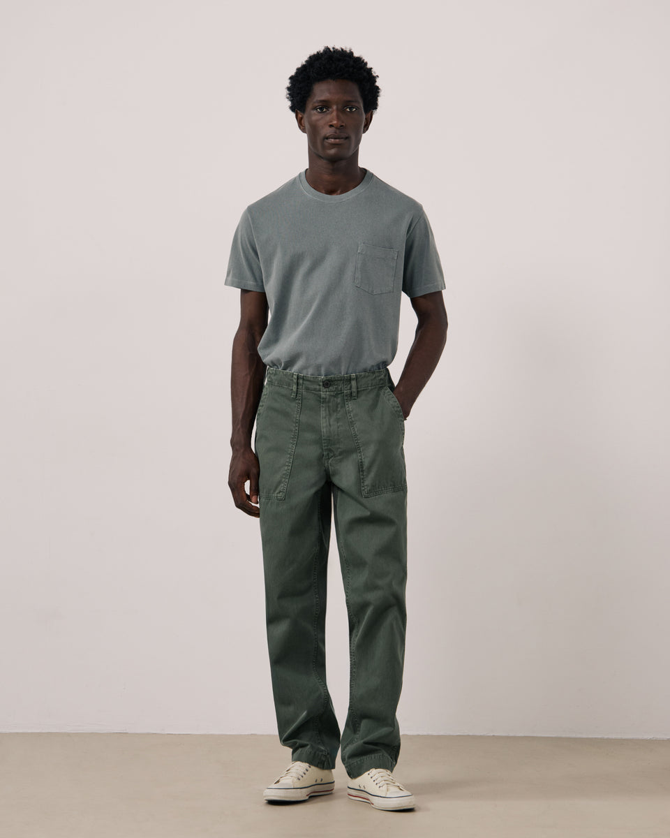 Pantalon Homme en Coton à Chevrons Vert Militaire Fatigue - Image principale