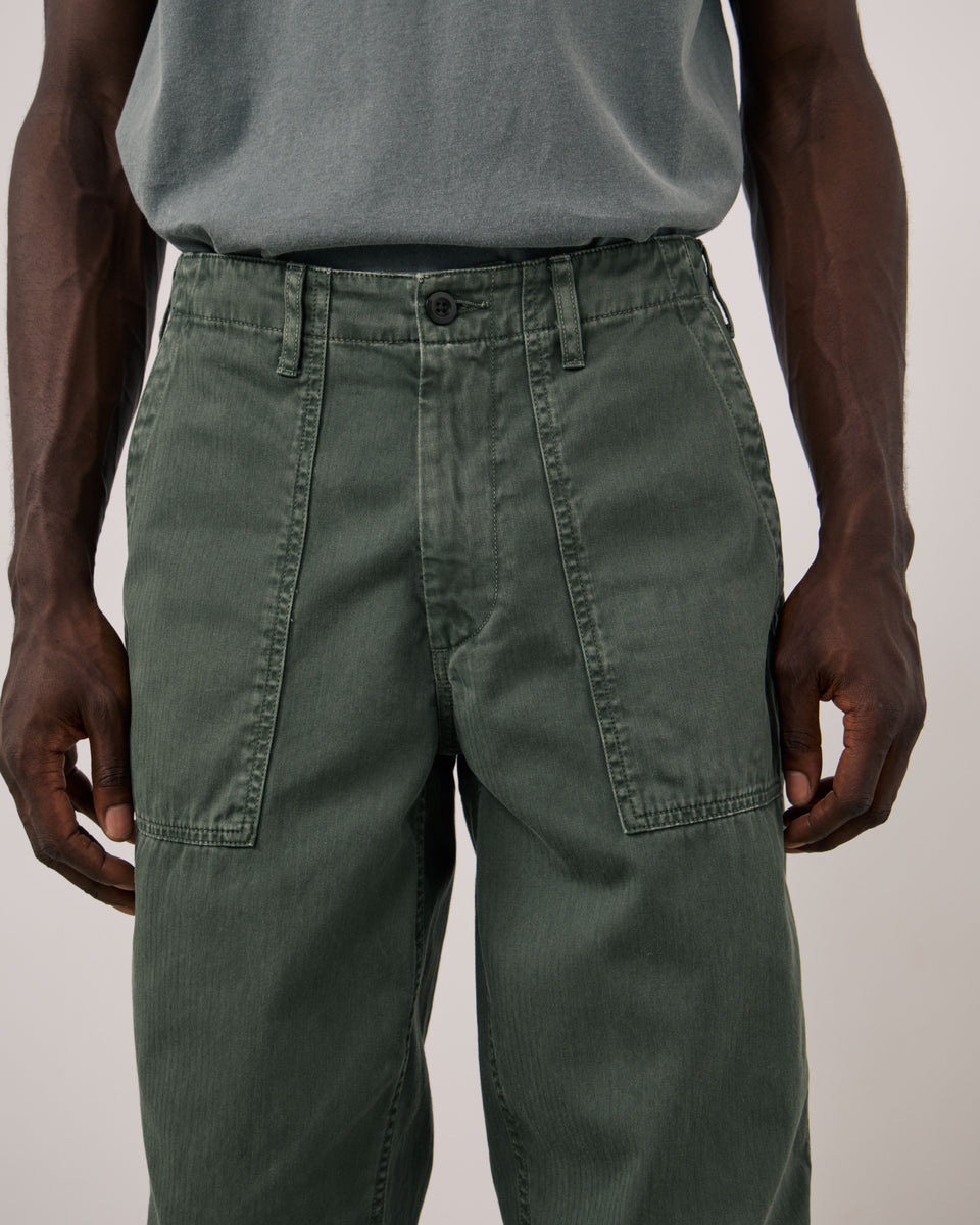 Pantalon Homme en Coton à Chevrons Vert Militaire Fatigue - Image 3