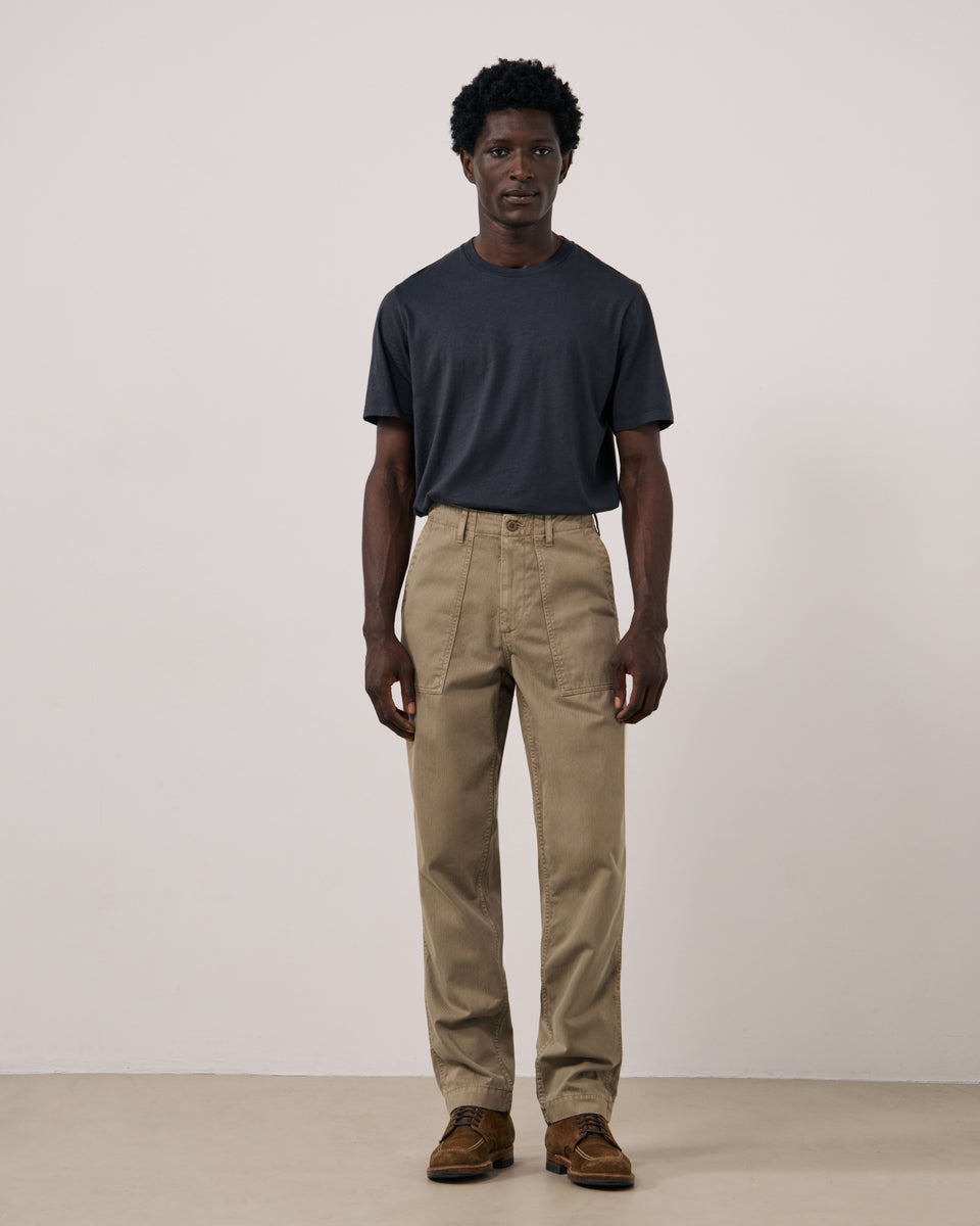Pantalon Homme en Coton à Chevrons Beige Fatigue - Image 3