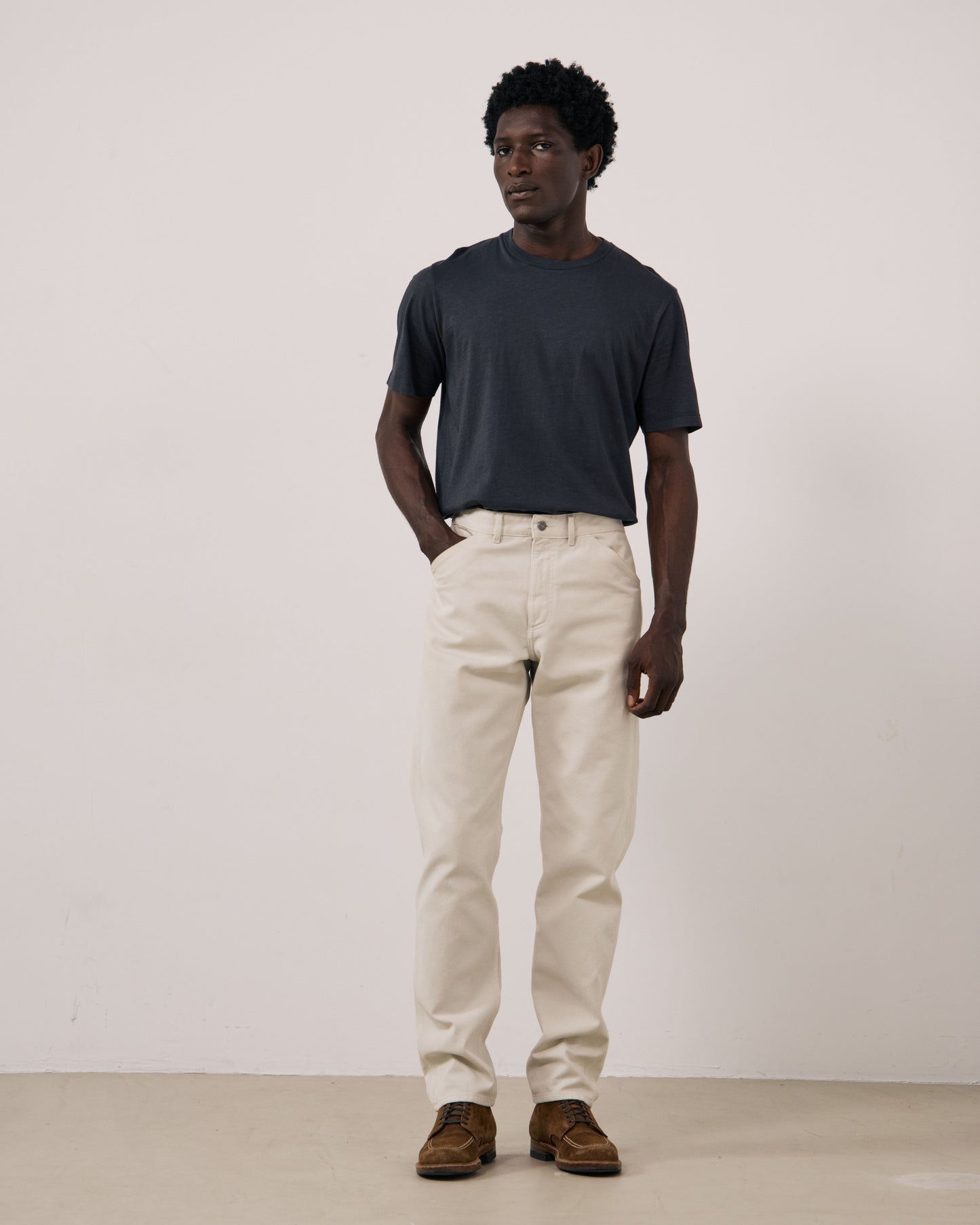 Pantalon Homme en Velours Côtelé Ecru Terrence
