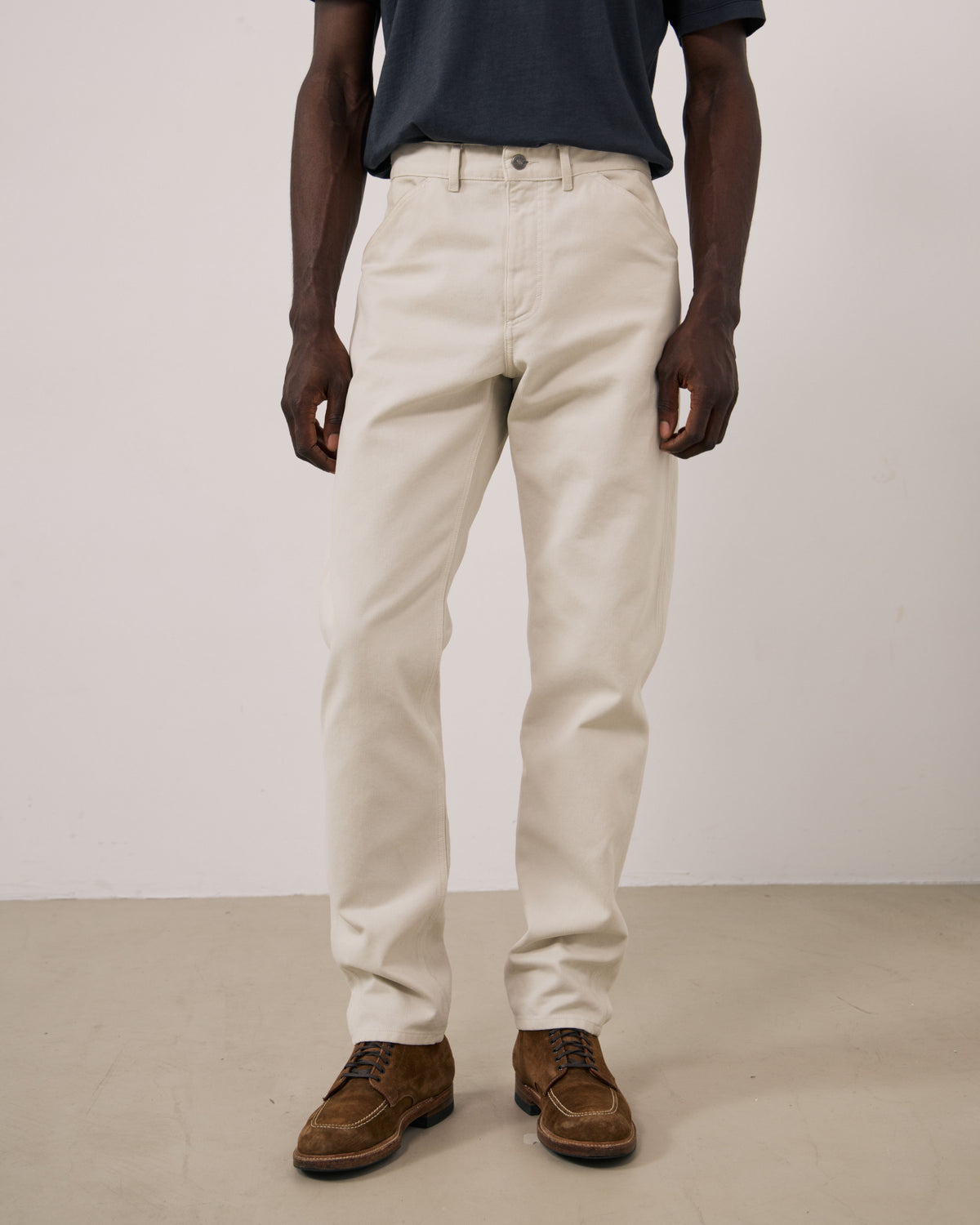 Pantalon Homme en Velours Côtelé Ecru Terrence