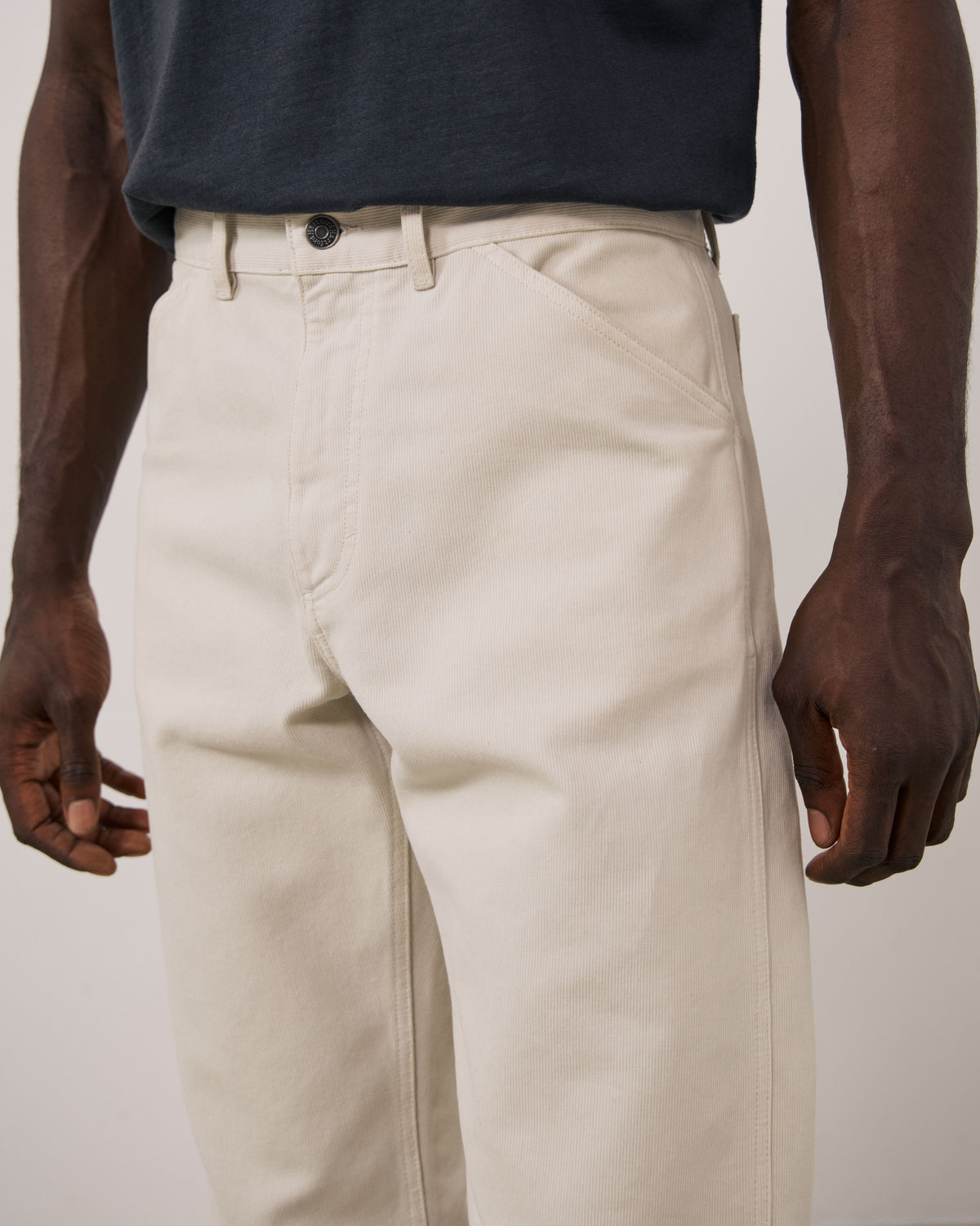 Pantalon Homme en Velours Côtelé Ecru Terrence