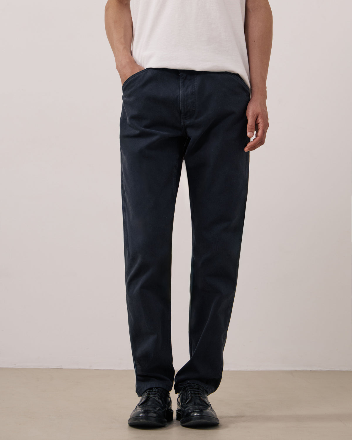 Pantalon Homme en Velours Côtelé Bleu Marine Terrence