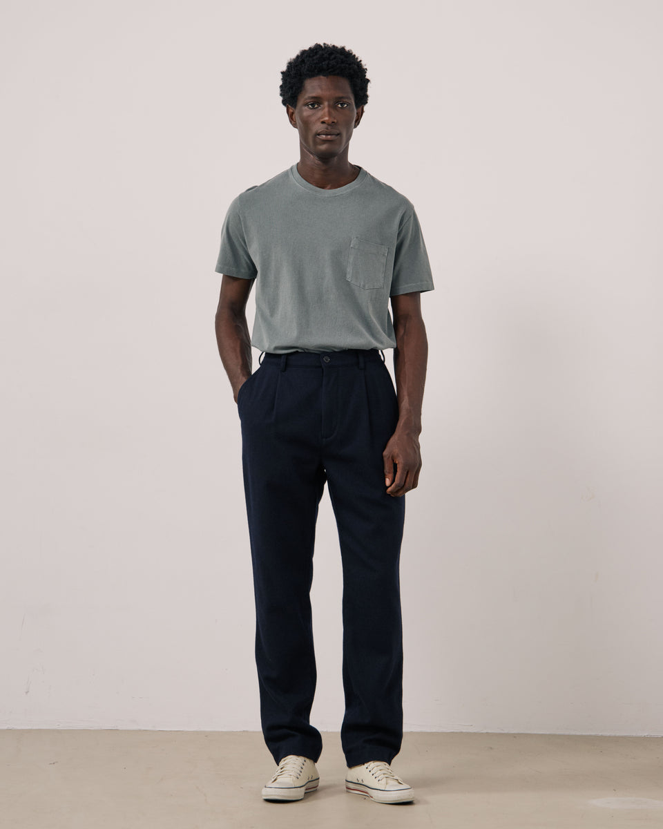 Pantalon Homme en Flanelle de laine Bleu Marine Task - Image principale