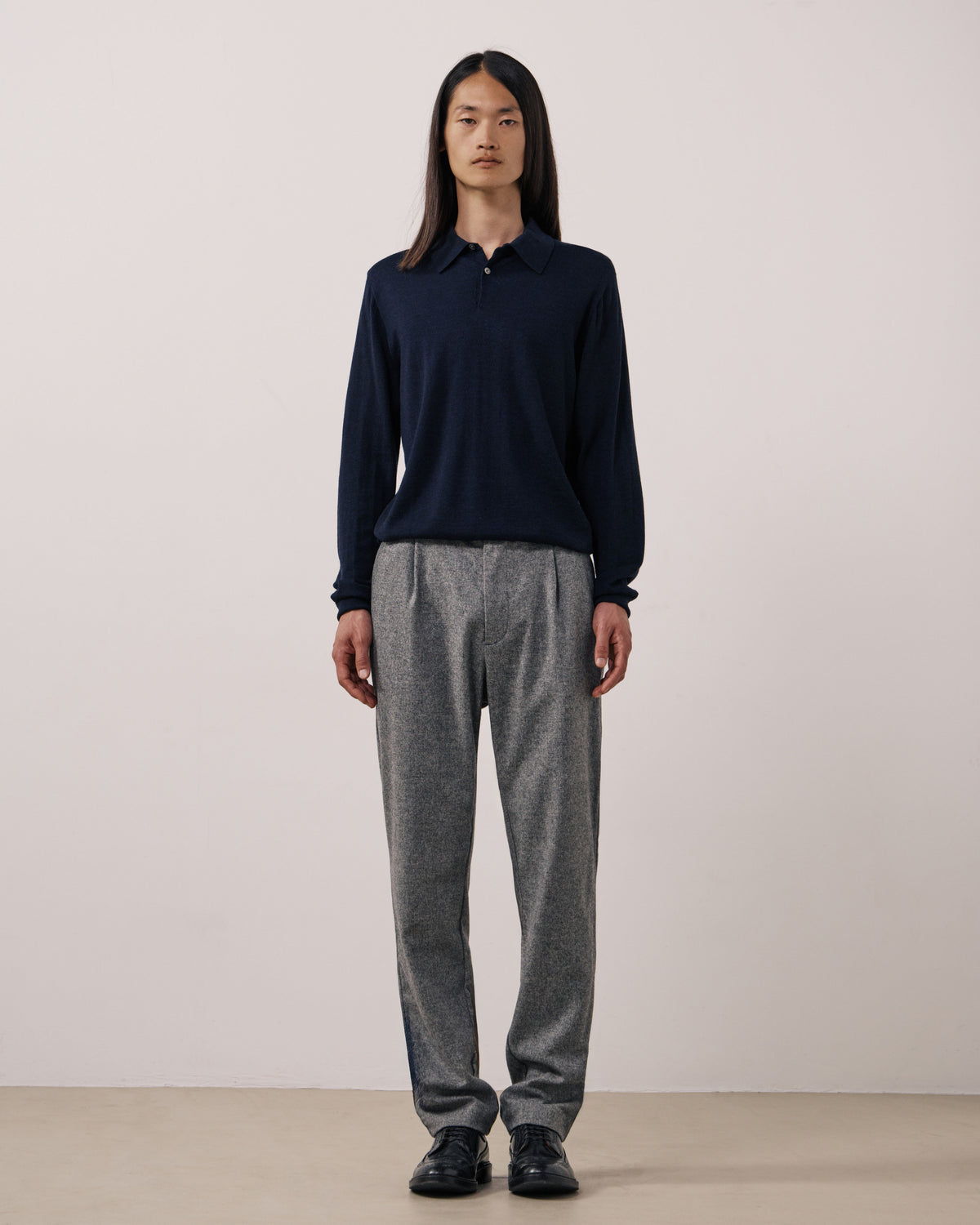 Pantalon Homme en Flanelle de Laine à Carreaux Gris Task