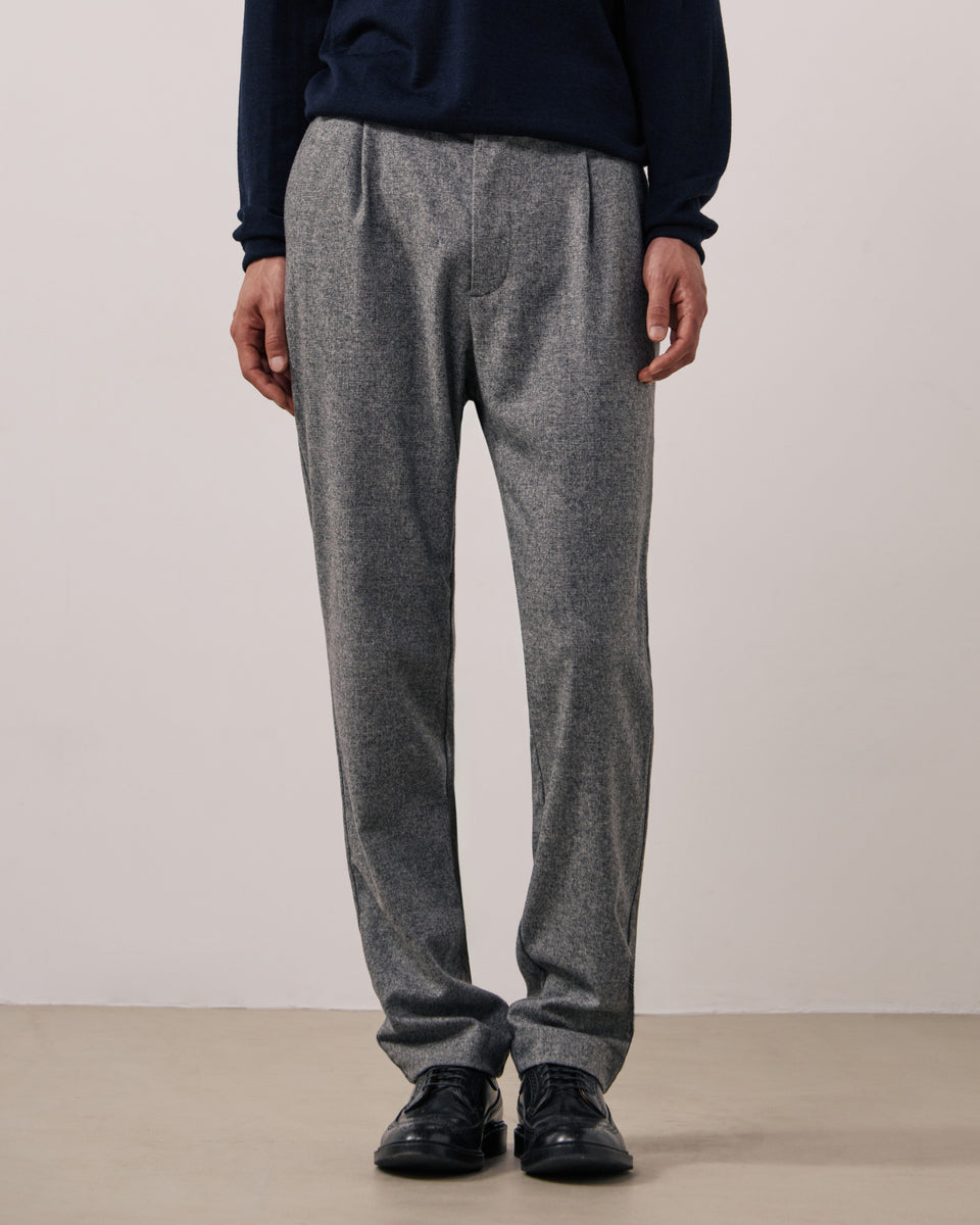 Pantalon Homme en Flanelle de Laine à Carreaux Gris Task - Image 2
