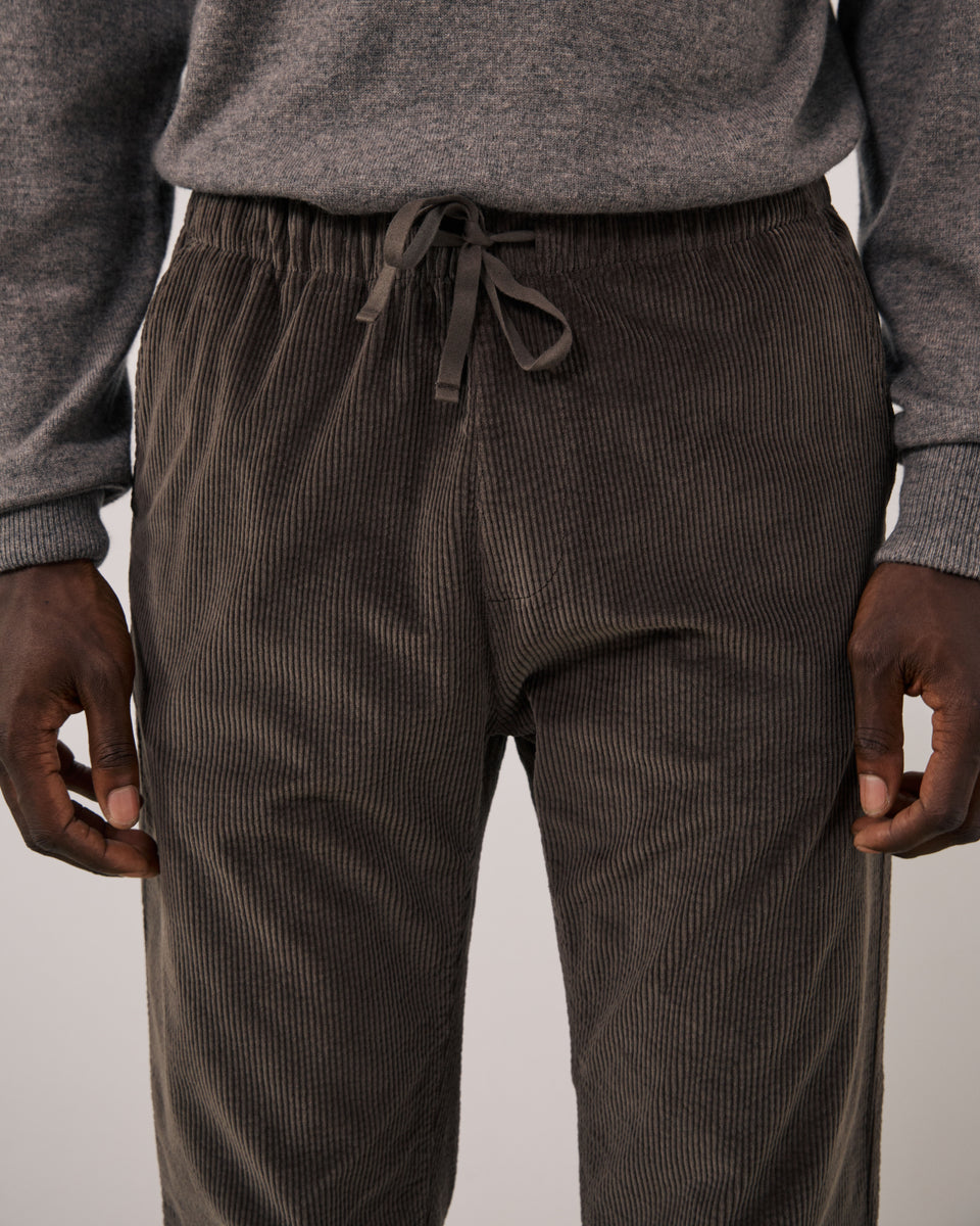 Pantalon Homme en Velours Côtelé Seersucker Moka Joggy - Image 3